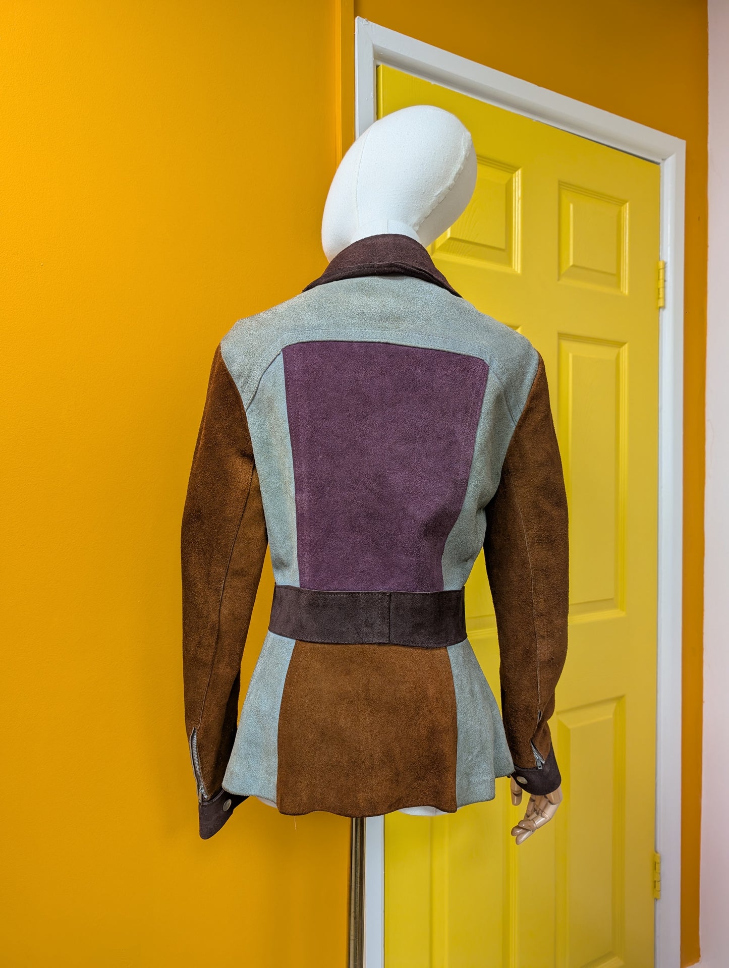 Epic 1970s colour block suede jacket - S/8