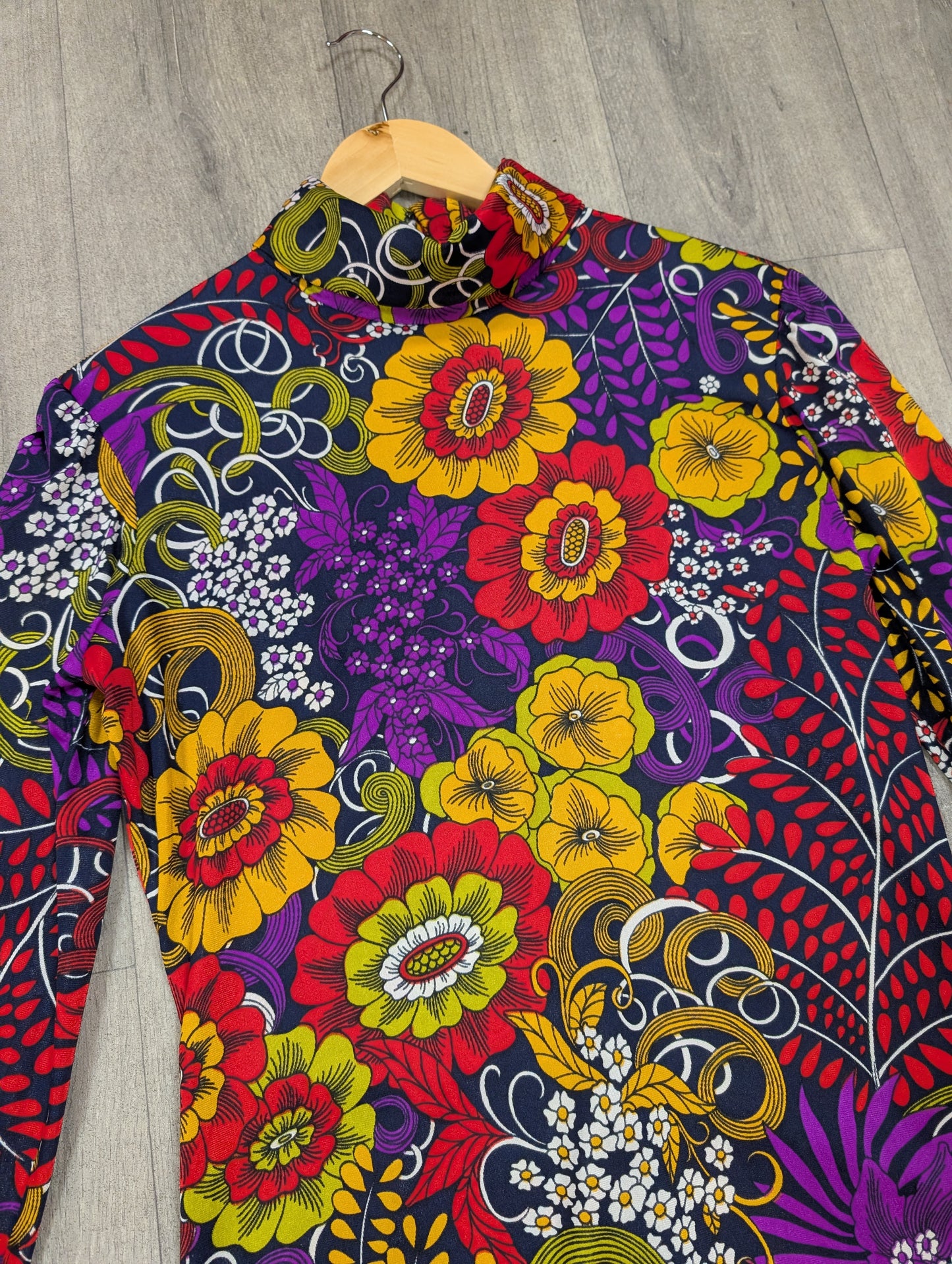 60s/70s psychedelic maxi dress - M/12/14
