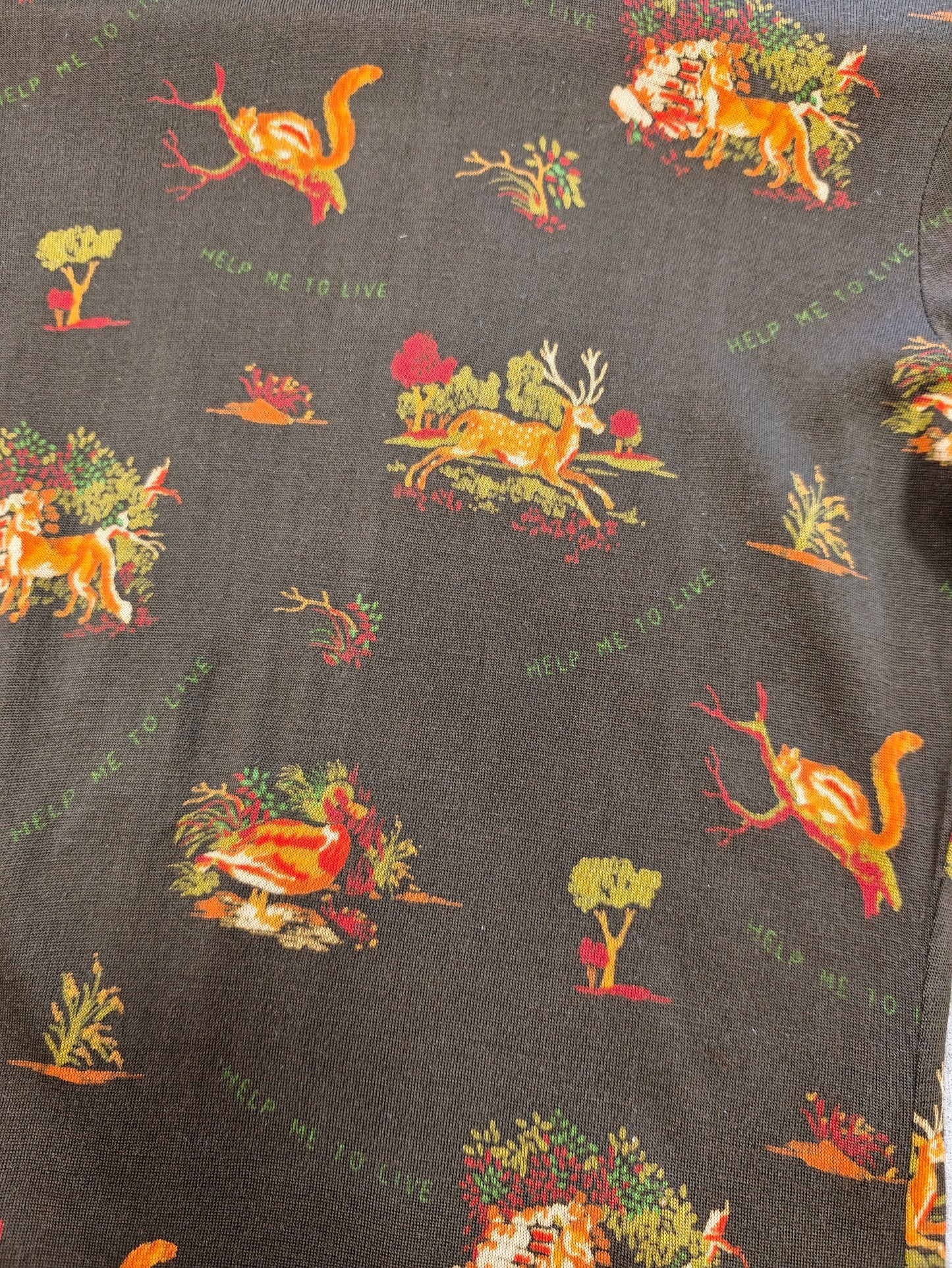 Deadstock 1970s Pooh novelty print 'Help me to live' shirt - XS