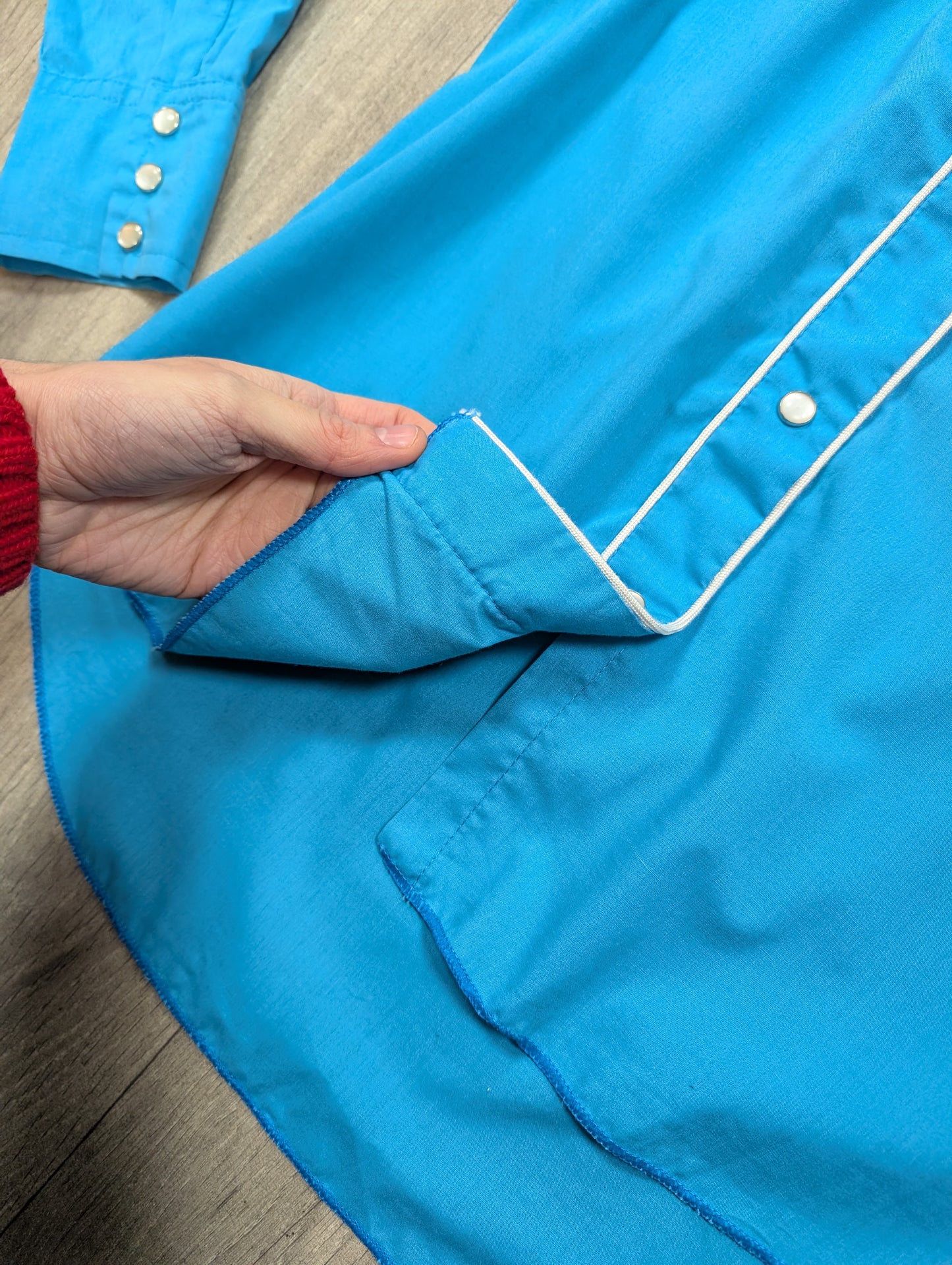 1970s embroidered and fringed blue butterfly western shirt
