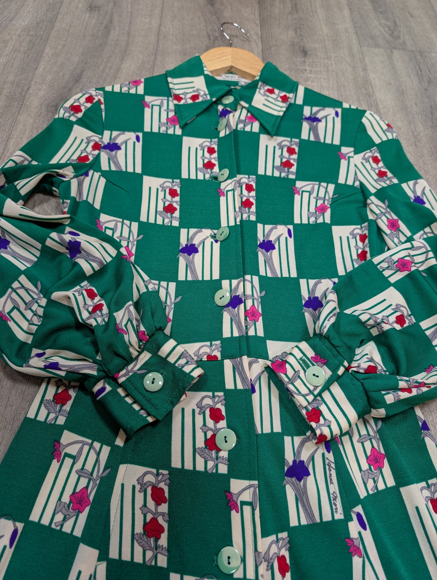 1970s Hanae Mori Ban-Lon by Vivid dress & belt - XS/S/6/8