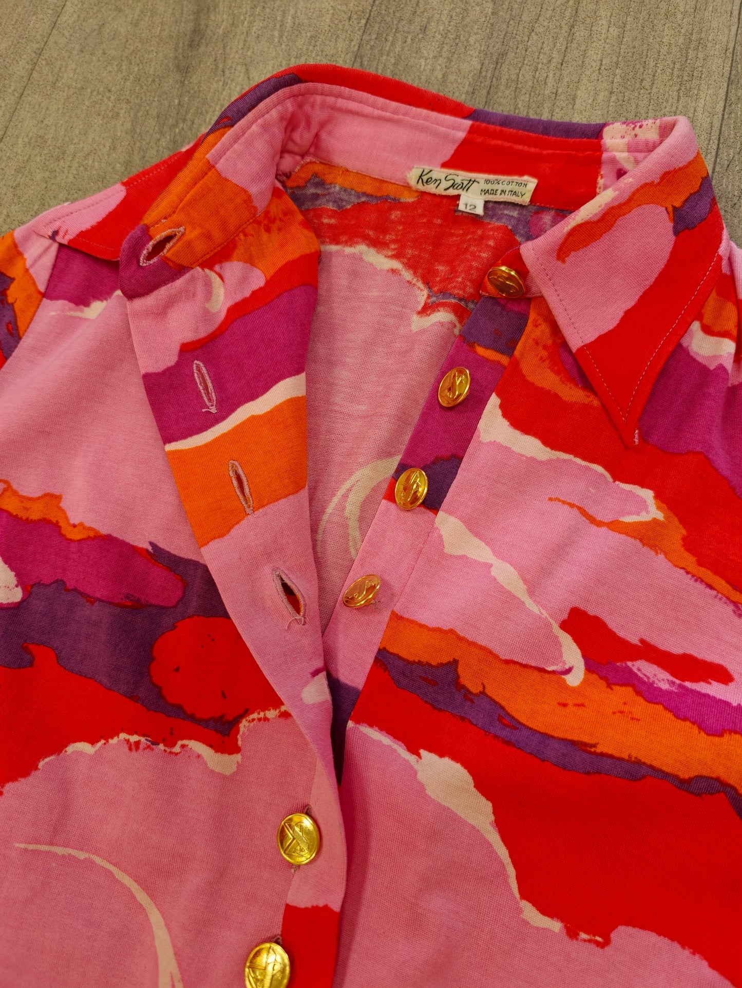 1960s Ken Scott psychedelic pink cotton dress - S/M