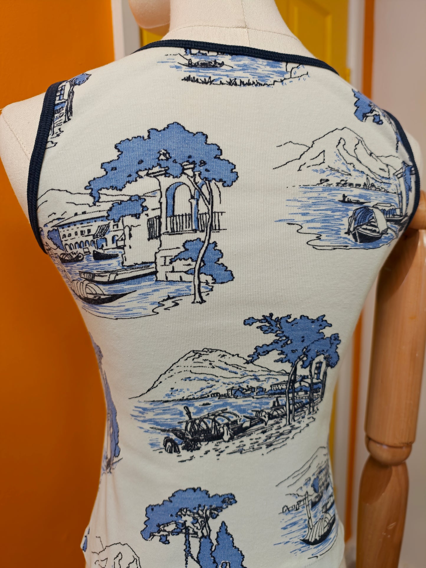 1970s St Michael novelty print cotton vest top - XS