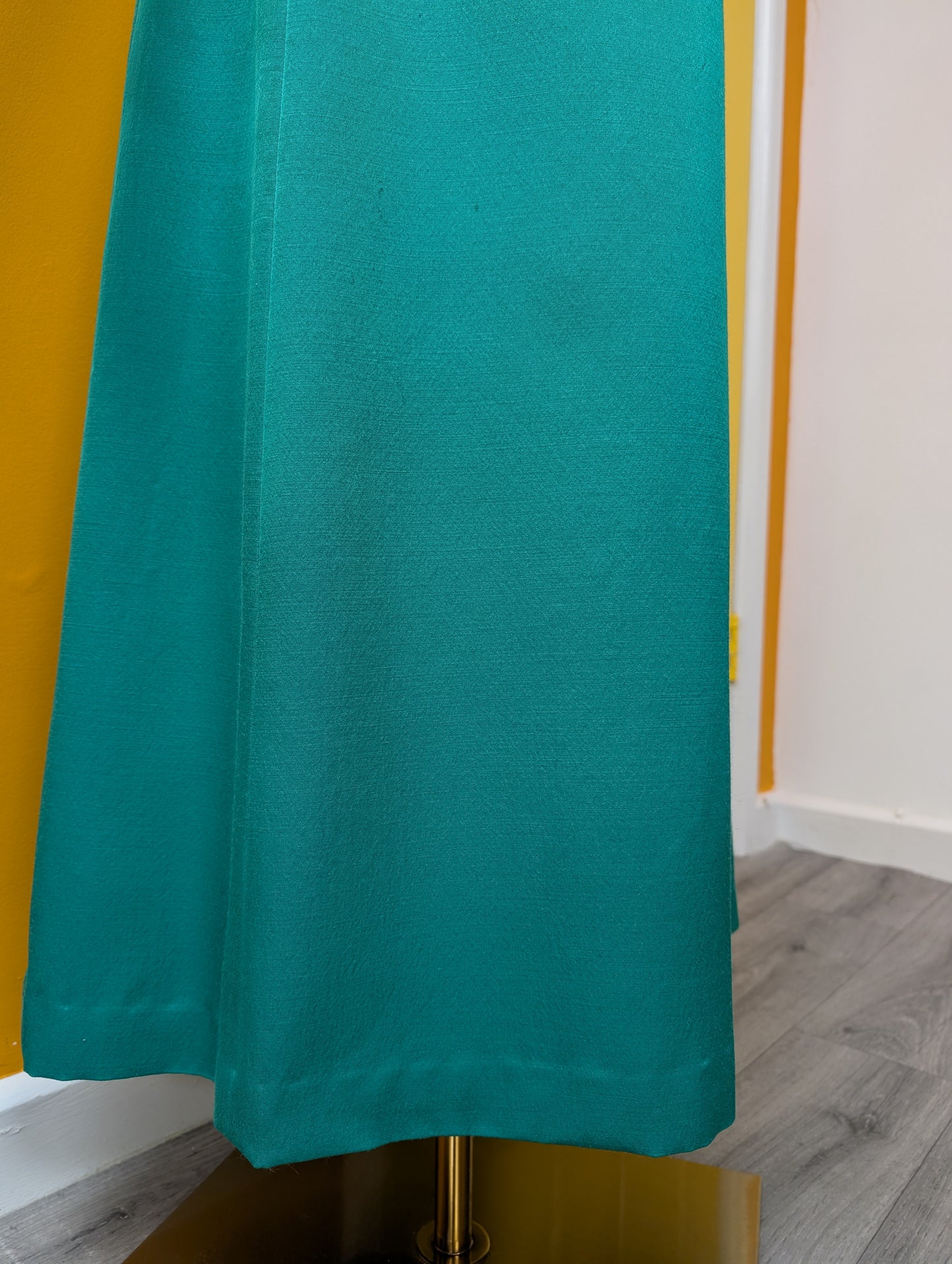 1960s Berkertex green wool maxi dress - Size 12/14