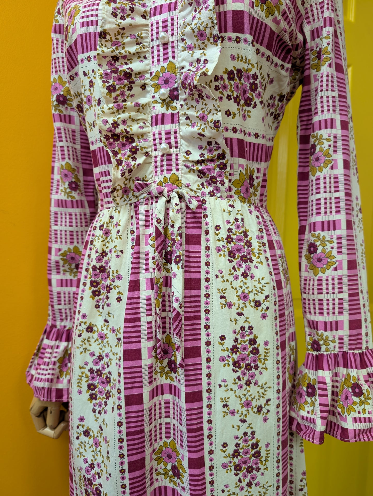 1970s floral cotton dress - S/10