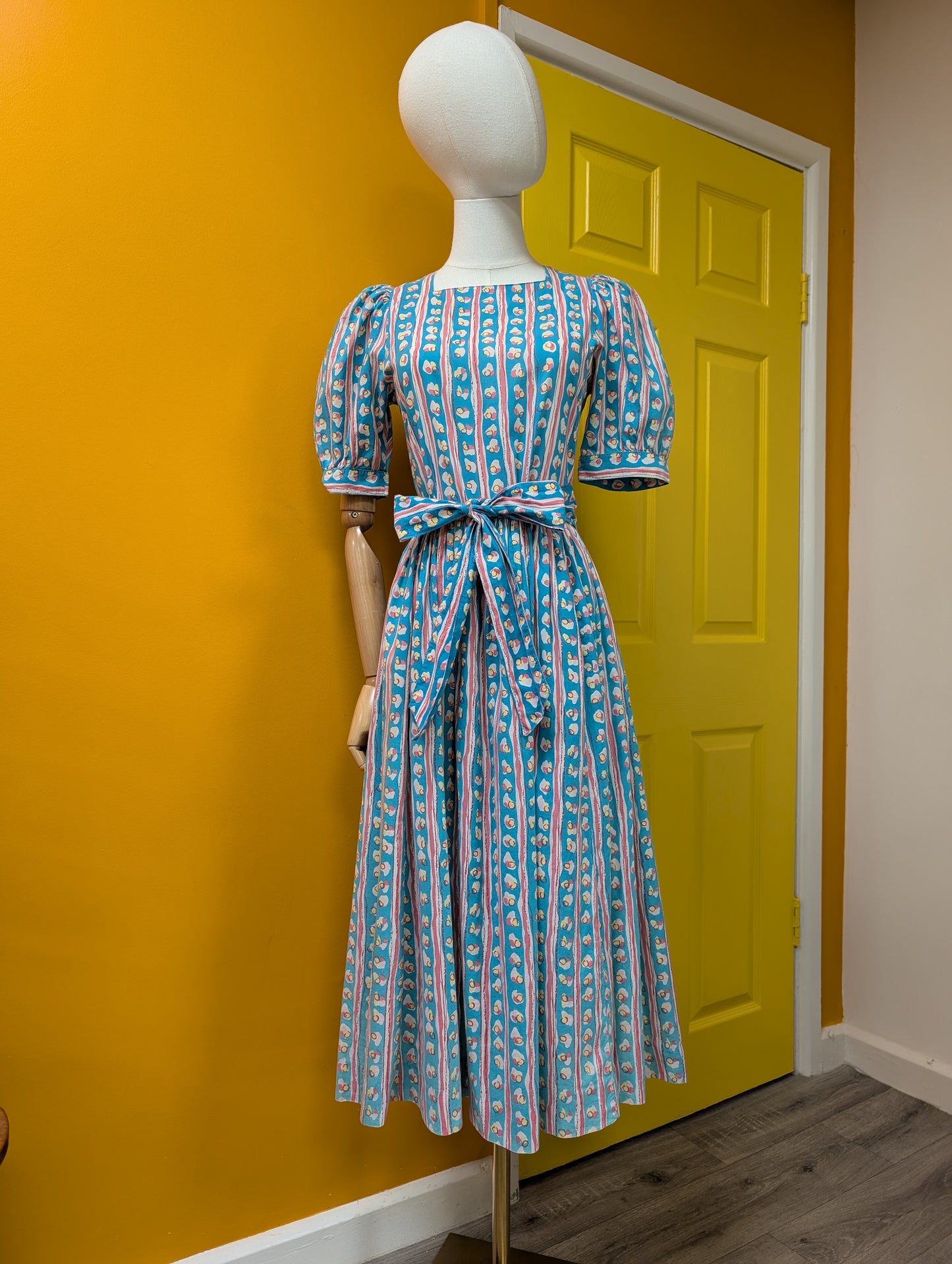 1980s Laura Ashley cotton dress & belt - S/8