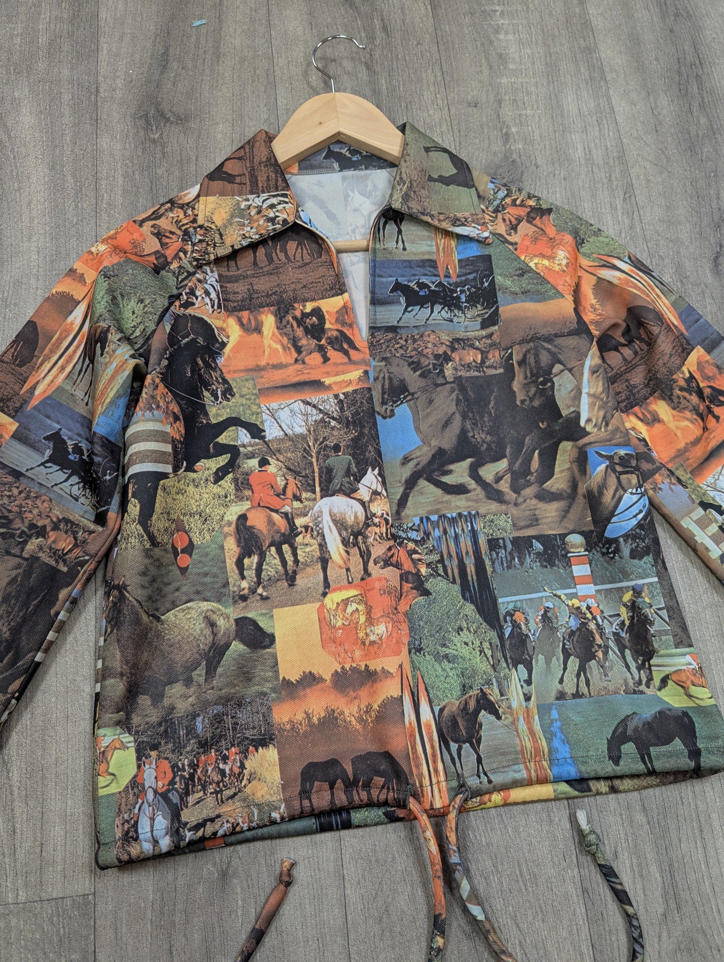 1970s horse print top - S/8/10