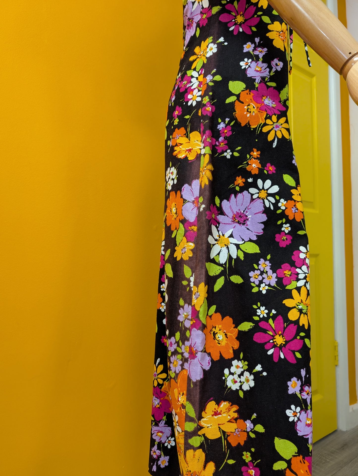 60s/70s Polly Peck psychedelic floral cotton dress - XS/S/6/8