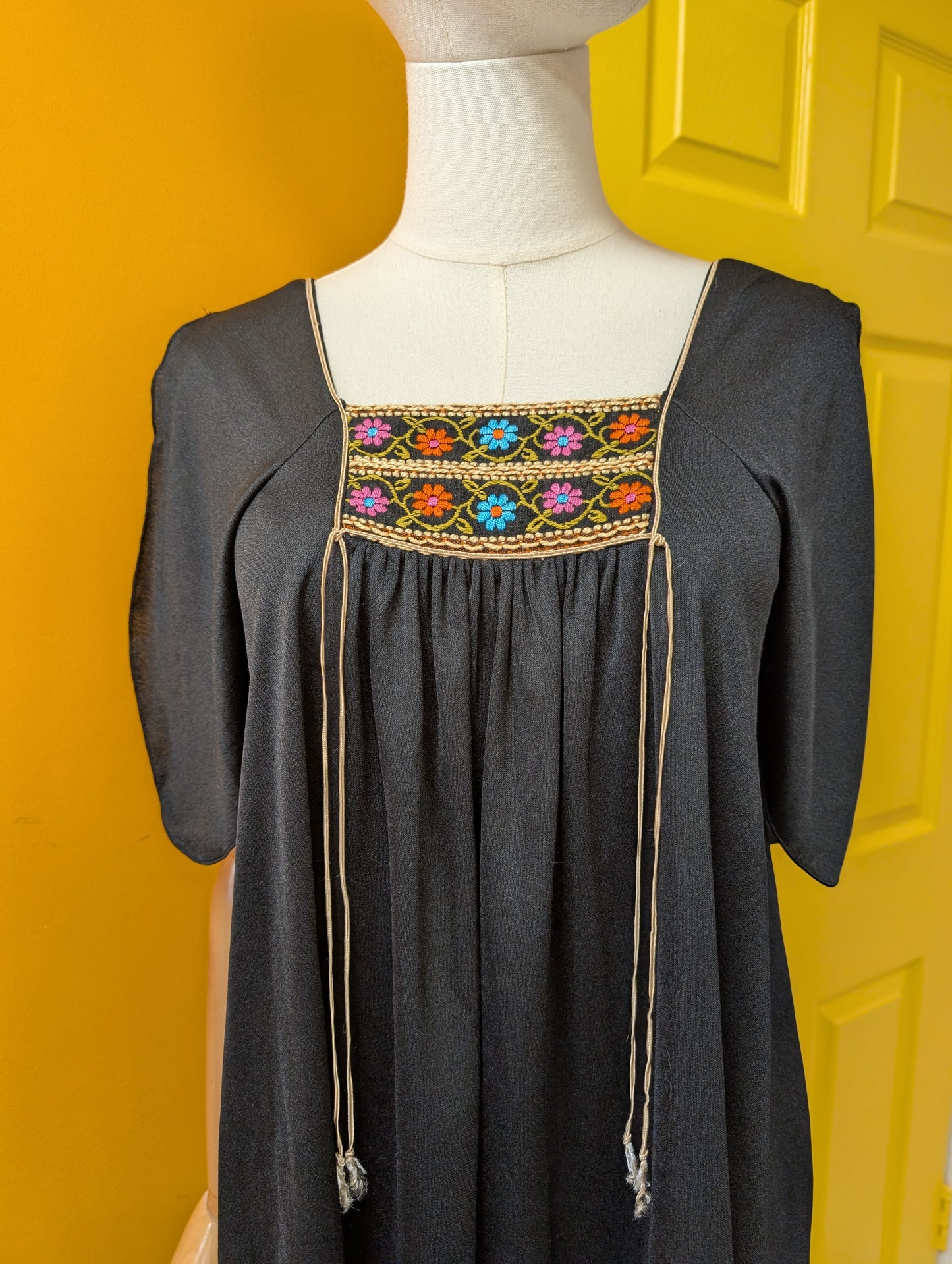 1970s Mr Darren black maxi dress - S/8