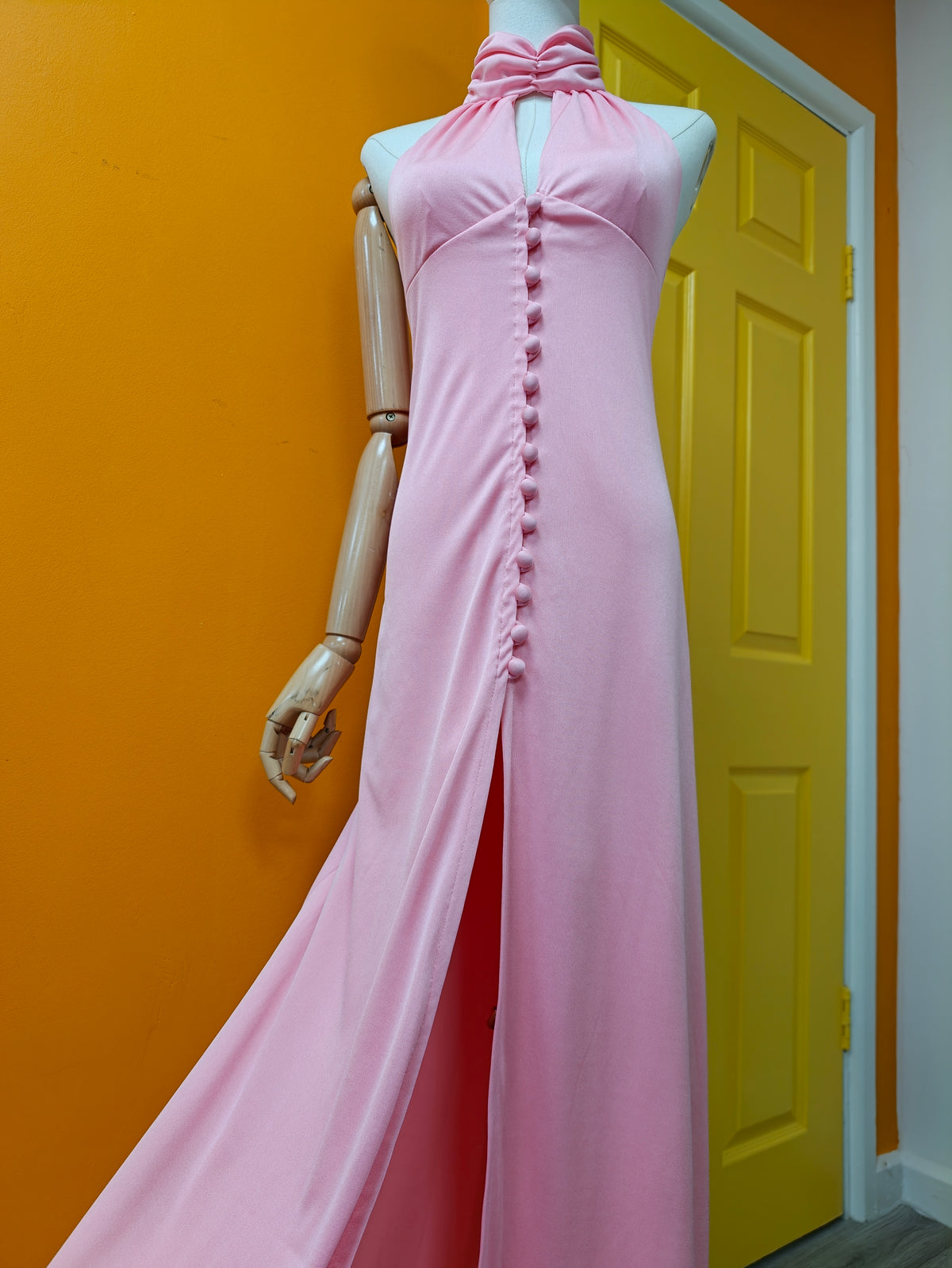 1970s pink maxi dress - XXS/XS