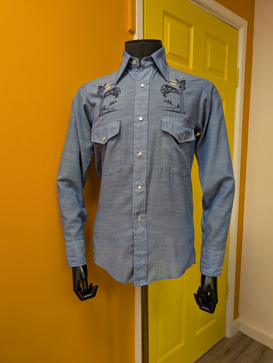 1970s Bronco embroidered western shirt