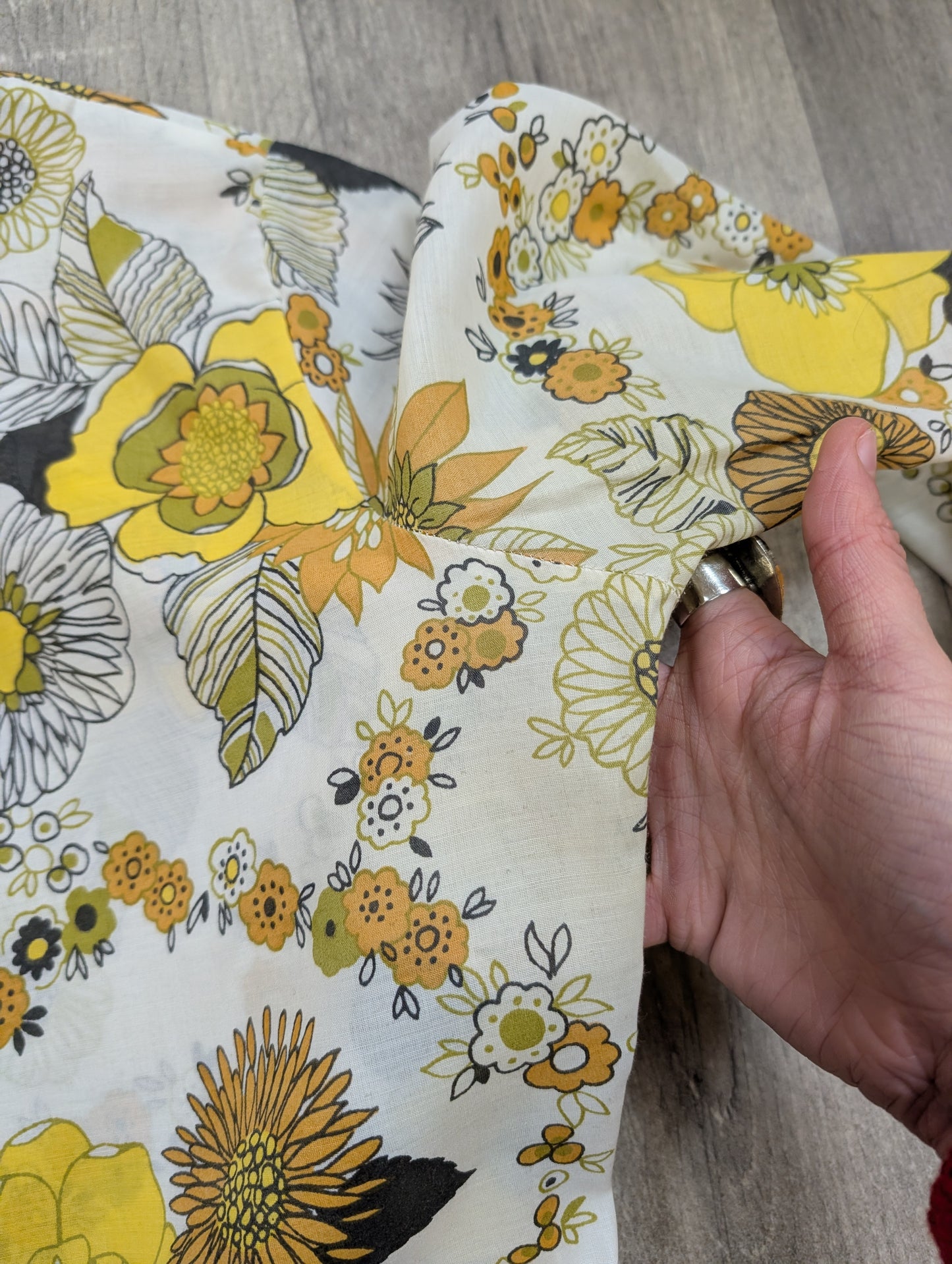 1970s floral dagger collar shirt - M/L