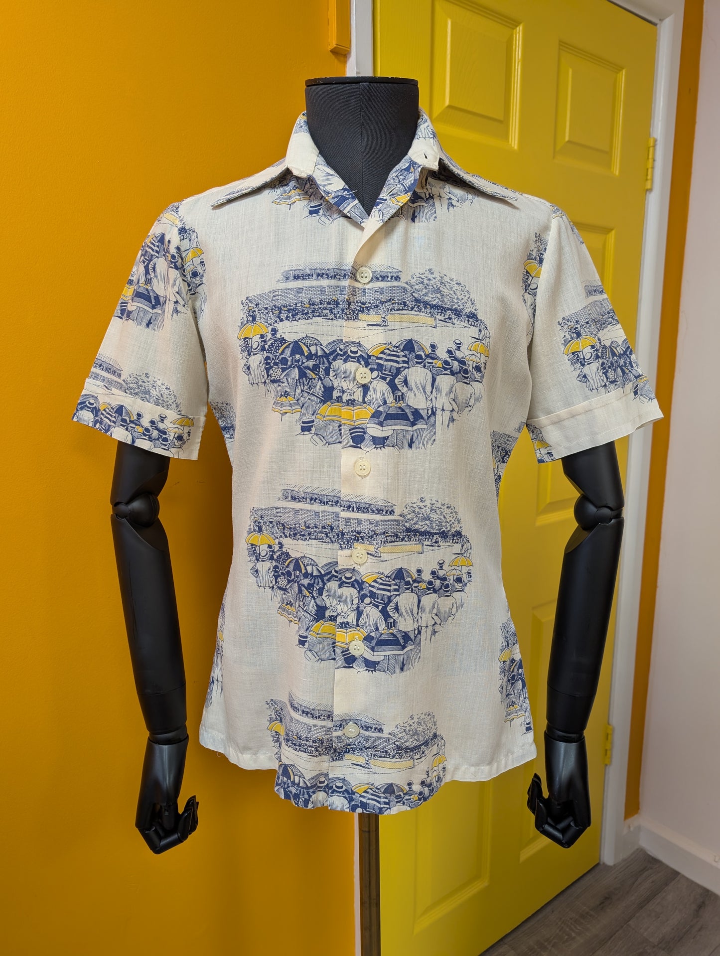 1970s Southern Comfort novelty tennis print shirt