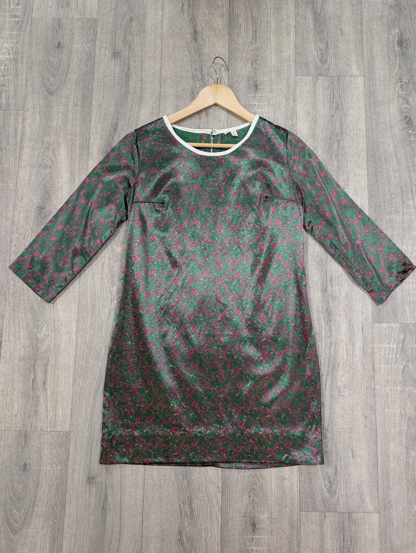 1960s green paisley mini dress - S/10