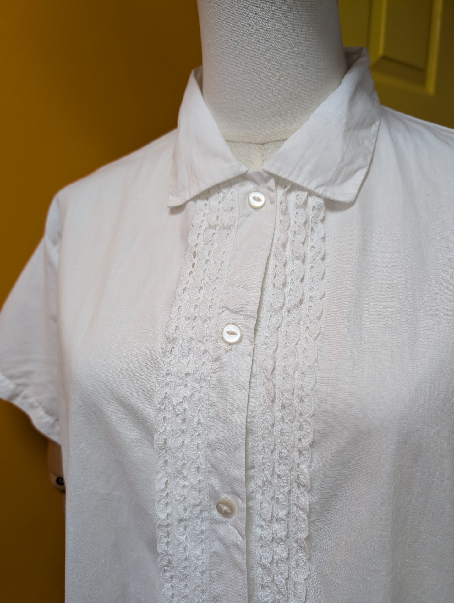 1960s Nilvira white cotton shirt - XL/20/22