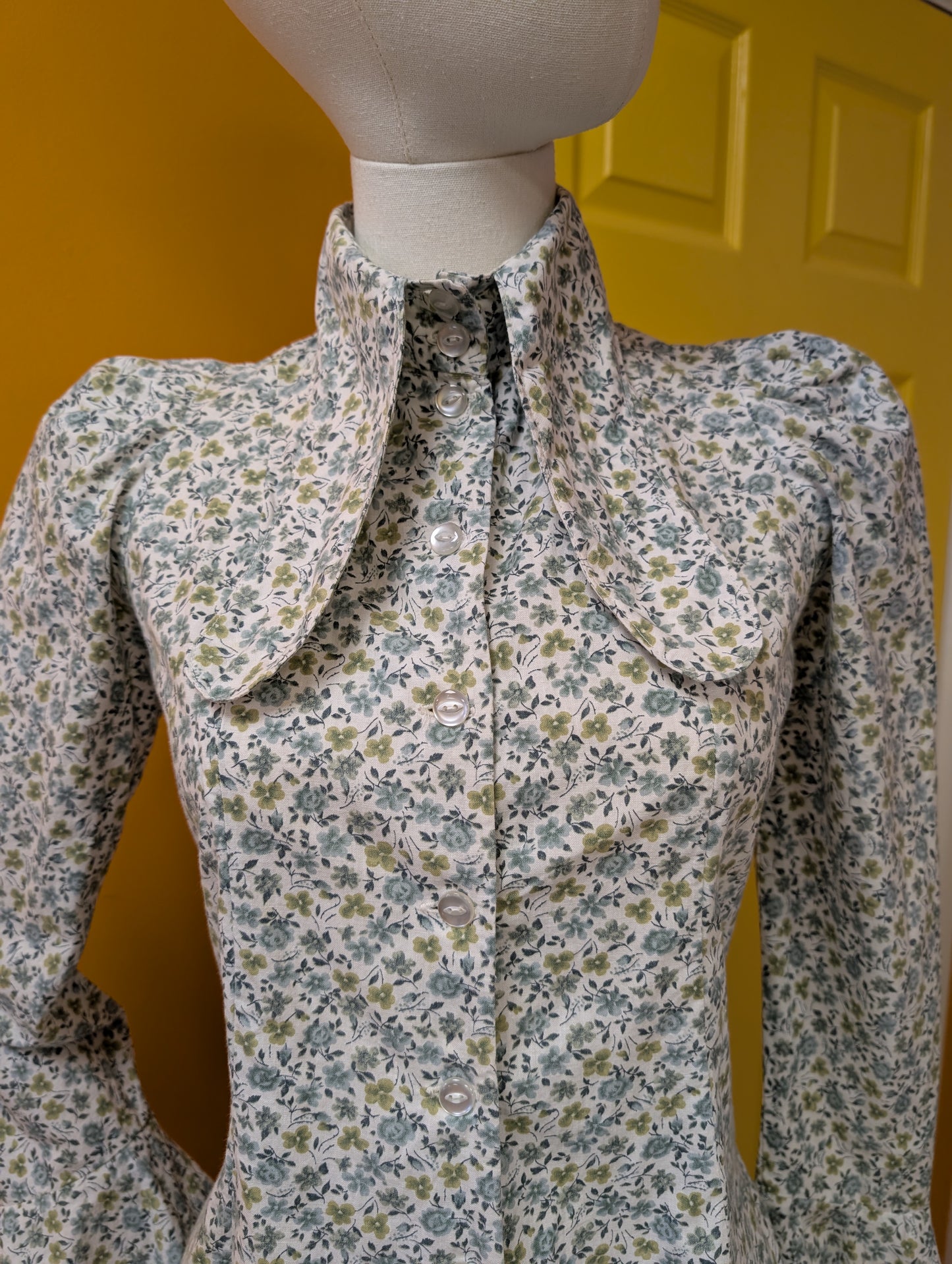 1970s Mabs cotton shirt and maxi skirt - XS/S