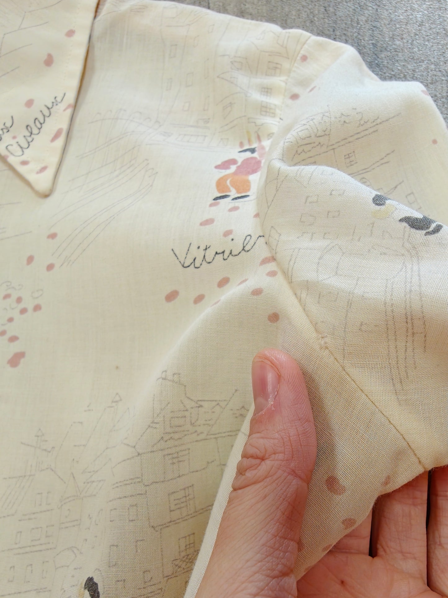1970s Spinney novelty print dagger collar shirt - S/M