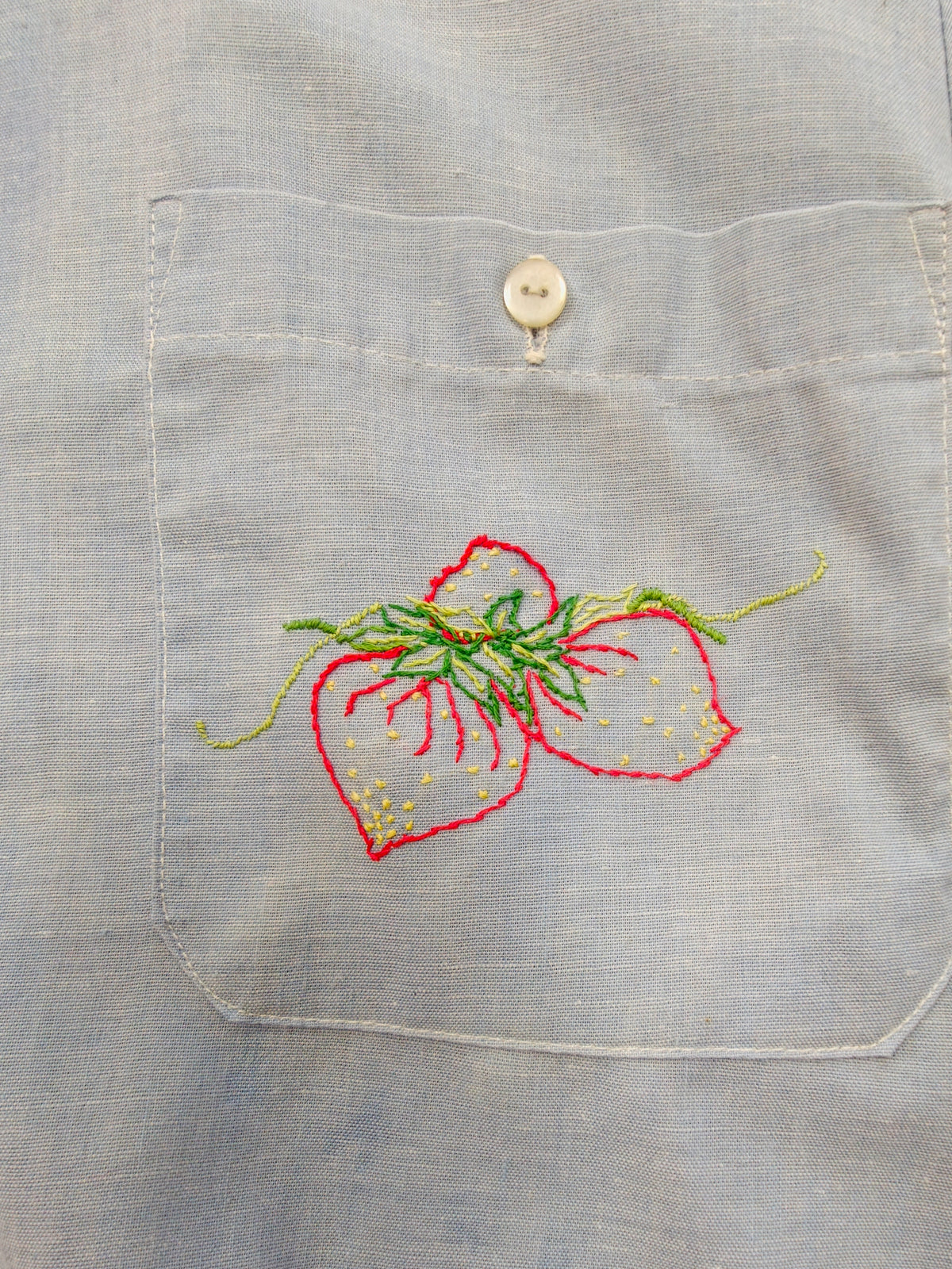 1970s De Colores embroidered & appliquéd tie waist shirt - M