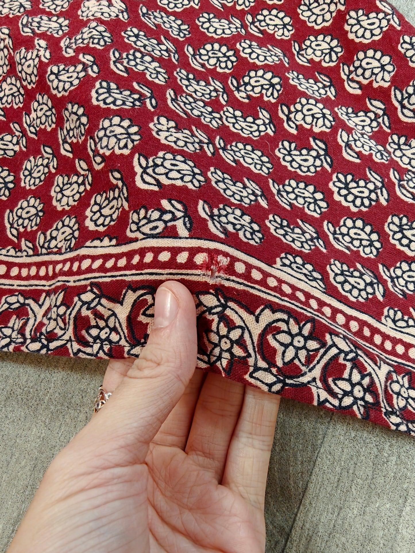 1970s Indian cotton block print maxi dress