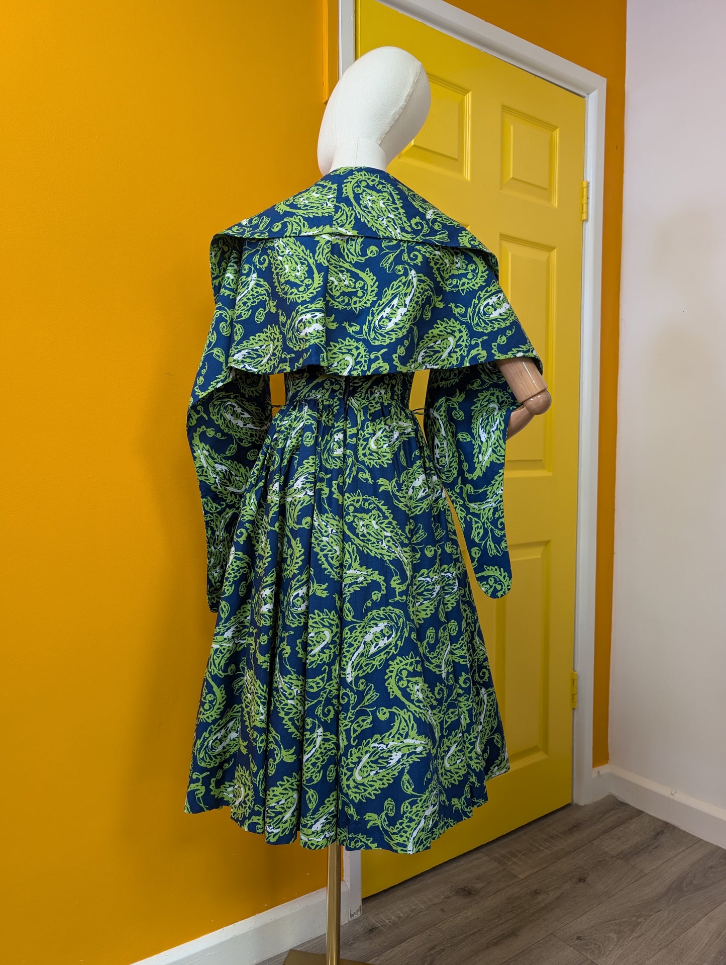 1950s Peter Robinson paisley strapless dress & shawl - XS/6