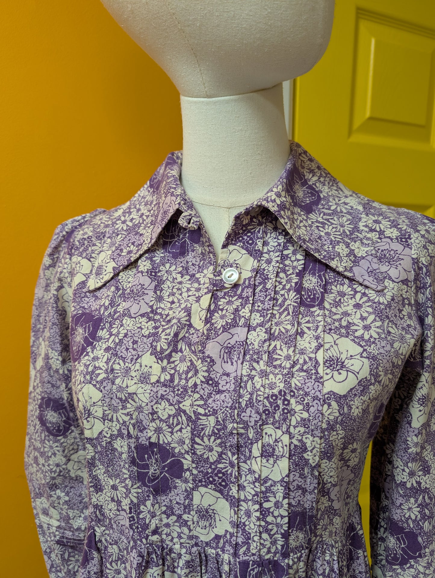 1970s made in Wales Laura Ashley purple floral dress - S/10