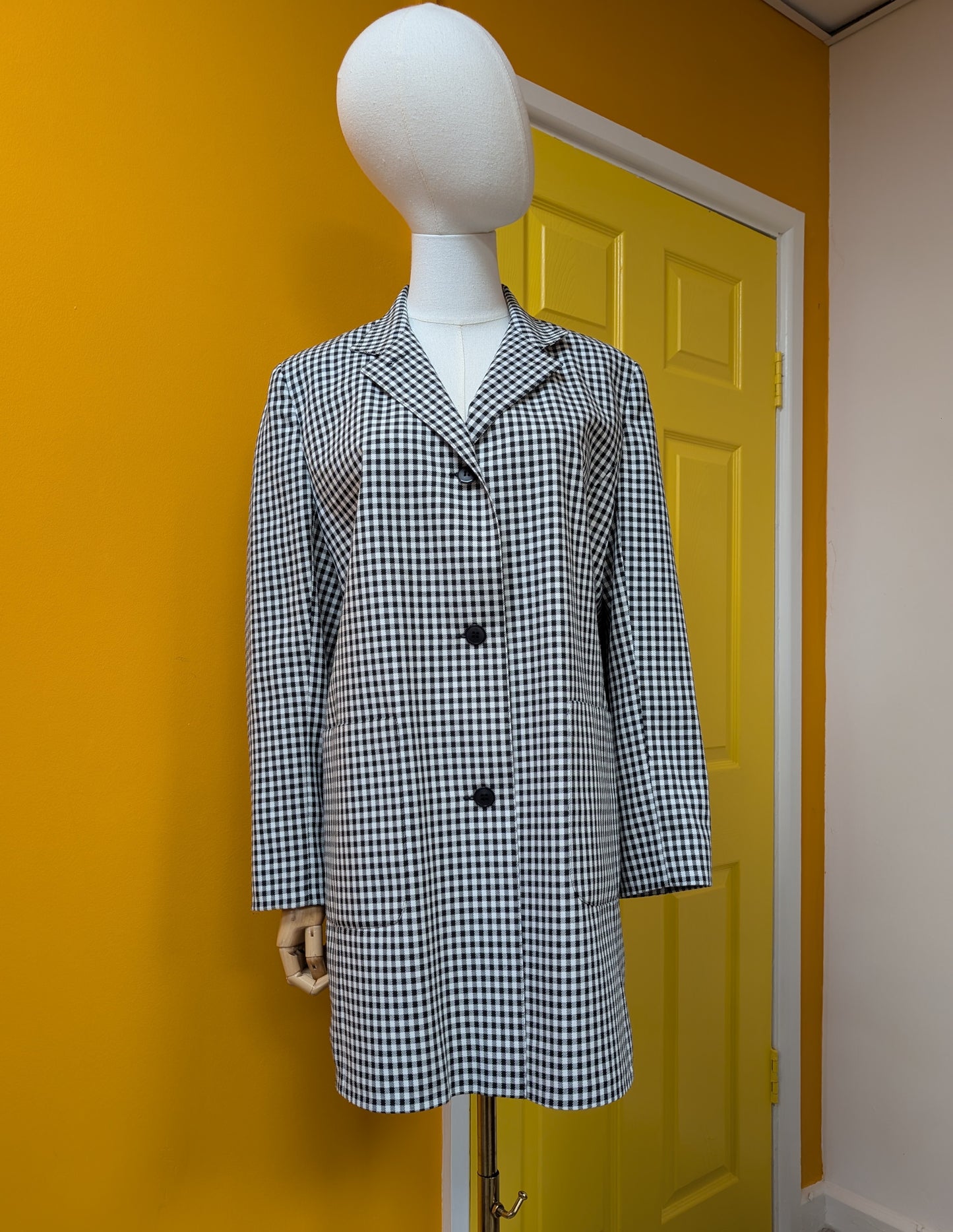 1980s black & white check jacket - M