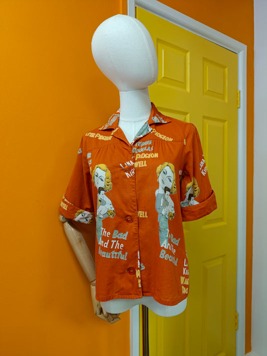 1970s Bellini novelty 'The Bad and the Beautiful' print shirt - S/M