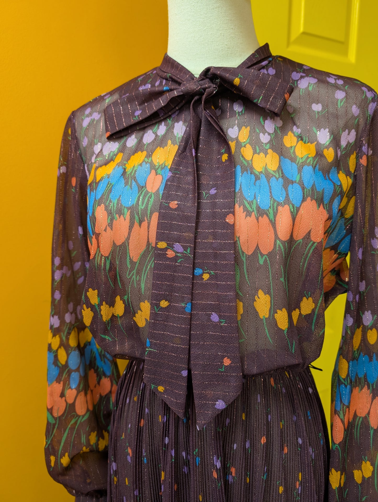 Late 1970s sparkly tulip sheer dress - S/M
