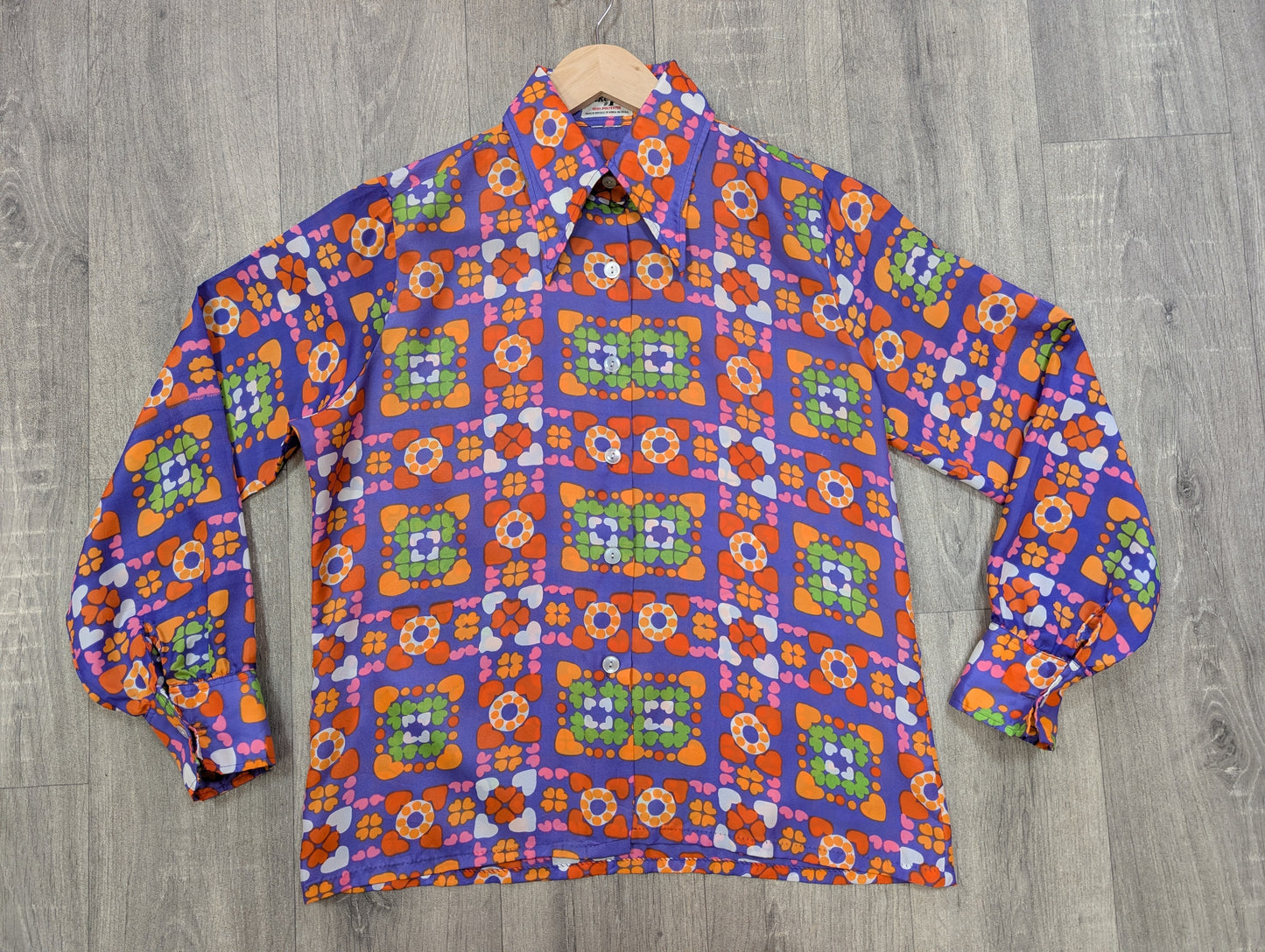 1970s Take #1 psychedelic dagger collar shirt - M