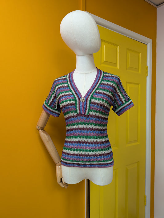 1970s lurex knit top - XS/S