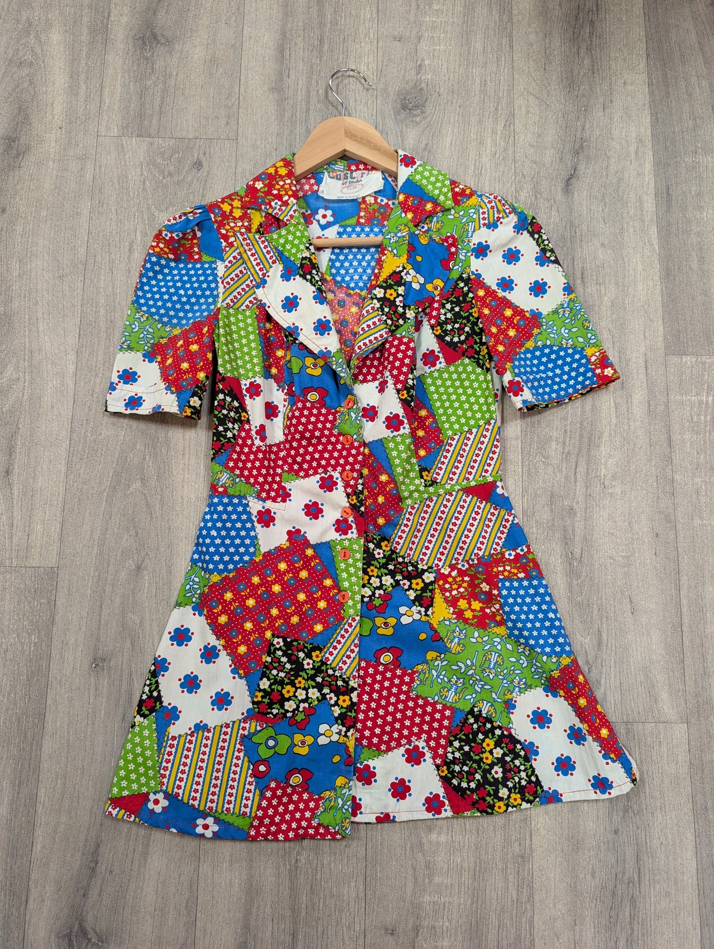 1970s Louis Caring novelty patchwork print - XS
