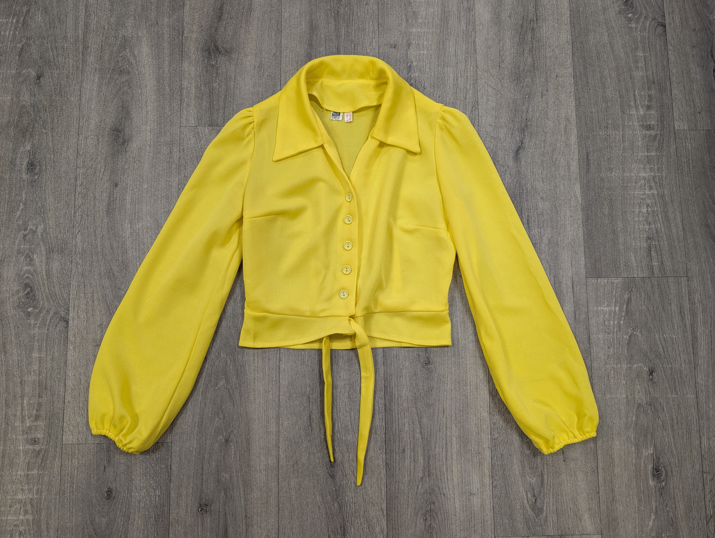 1970s yellow tie waist shirt - S/8