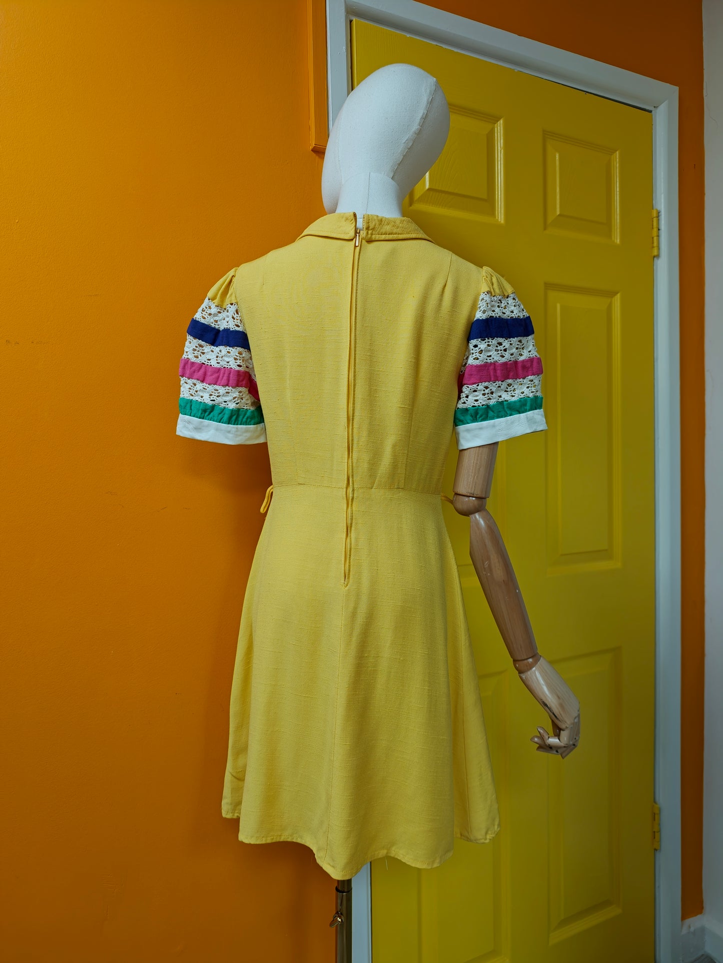 1970s yellow mini dress - S/10