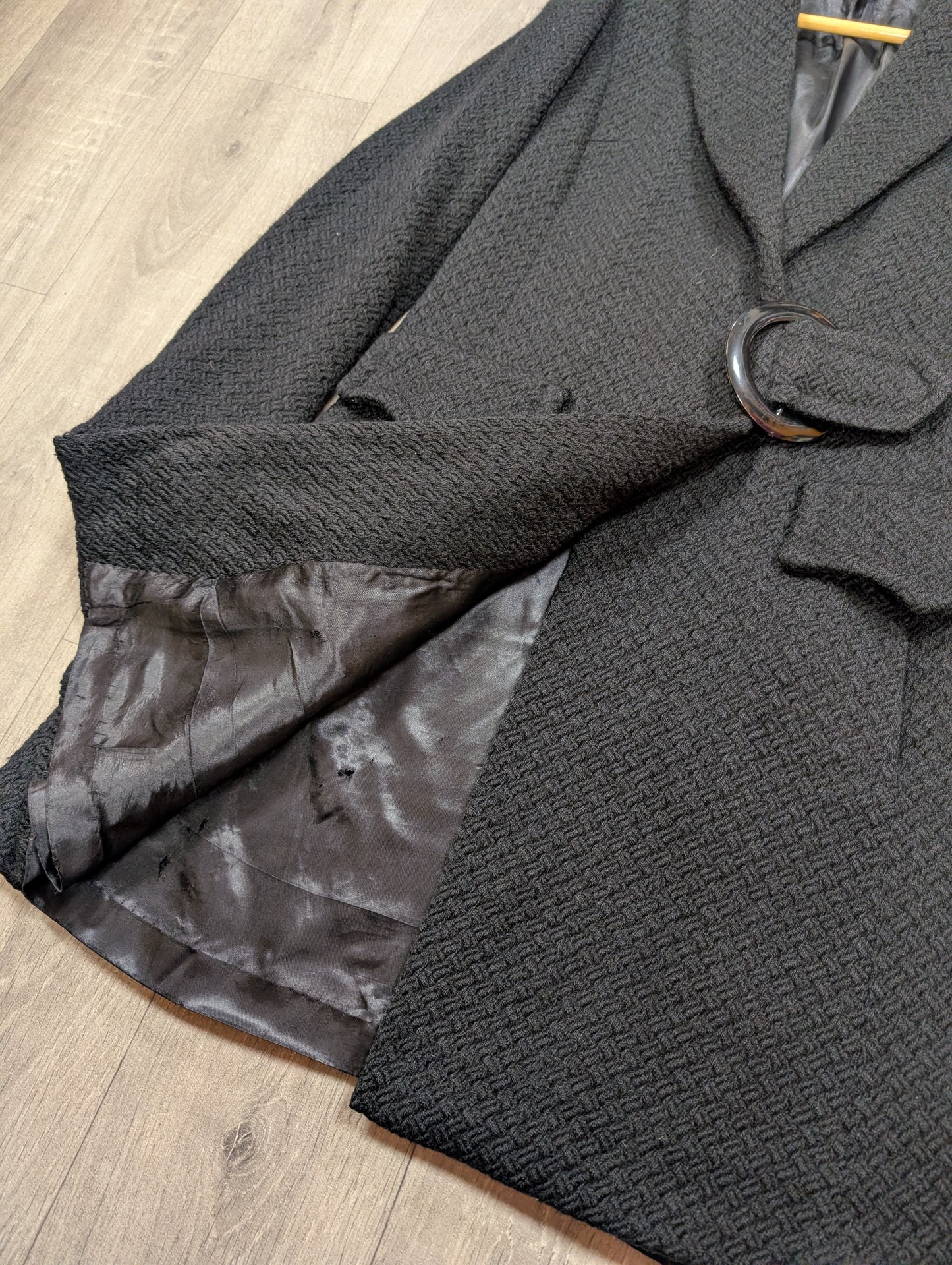 1960s black wool coat - S/M