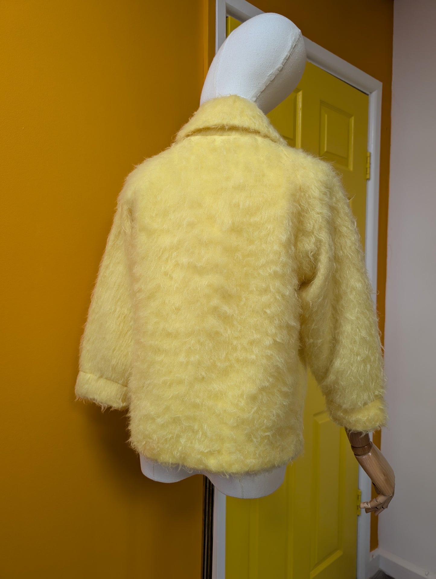 1960s Nu Weave yellow nylon cardigan/jacket - S