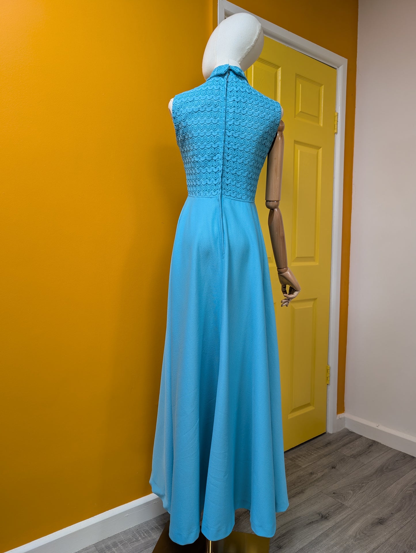 1970s turquoise maxi dress - XS/S/6/8