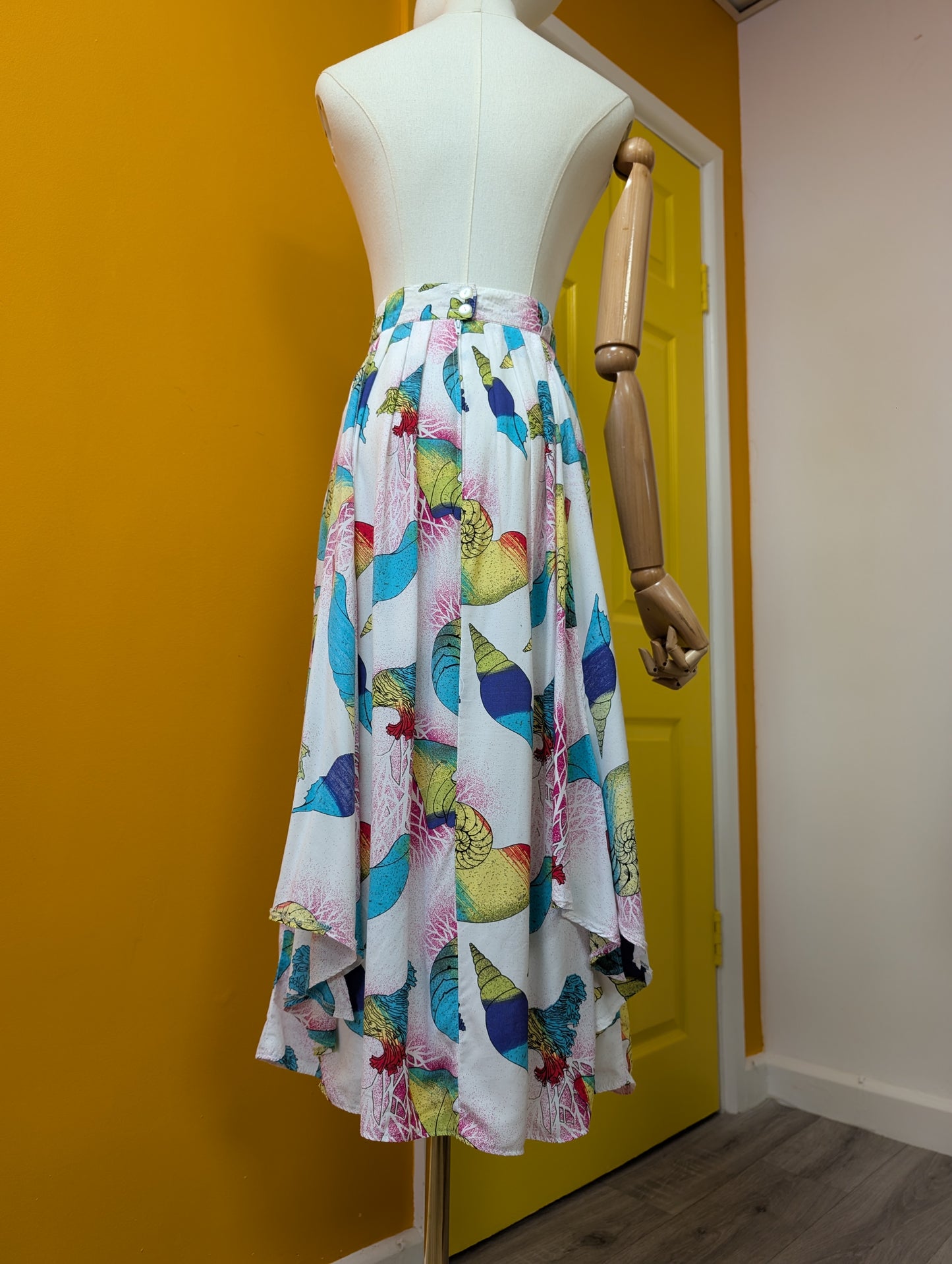 1980s novelty seashell print skirt - 30" waist