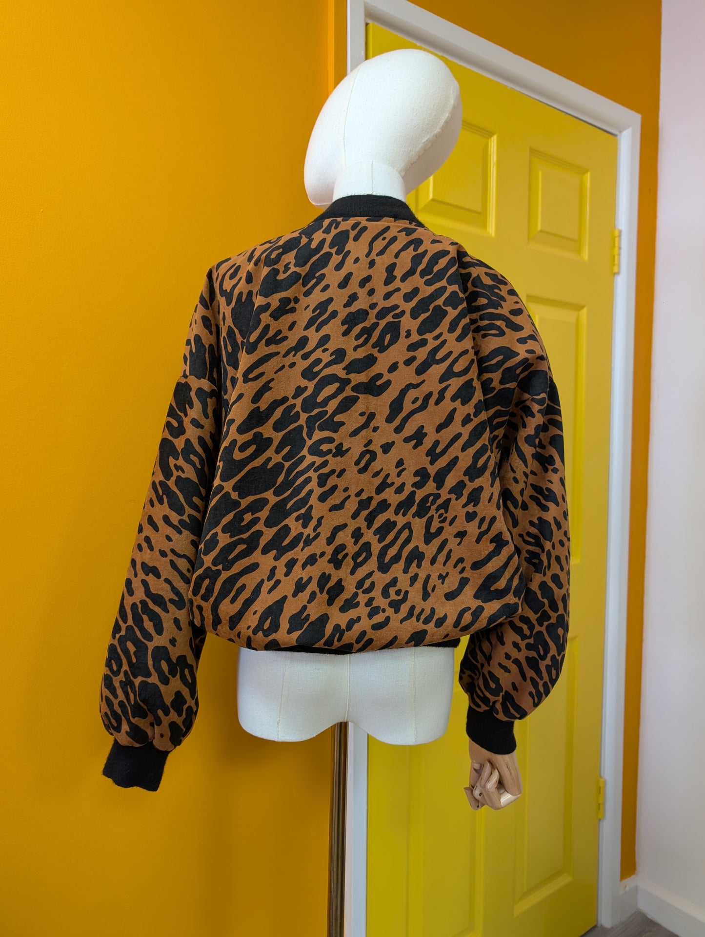 80s/90s leopard print bomber jacket - S