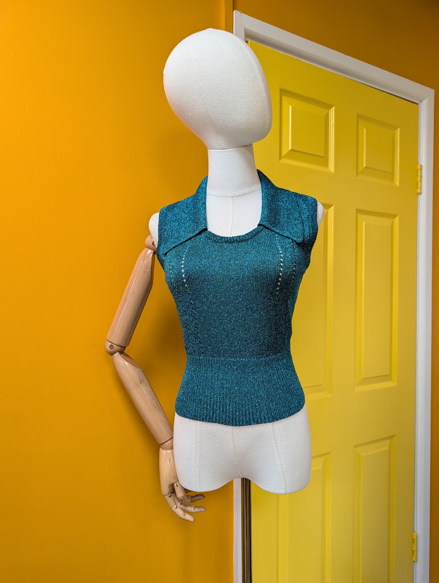 1970s Mary Quant sparkly knit top - XS/S