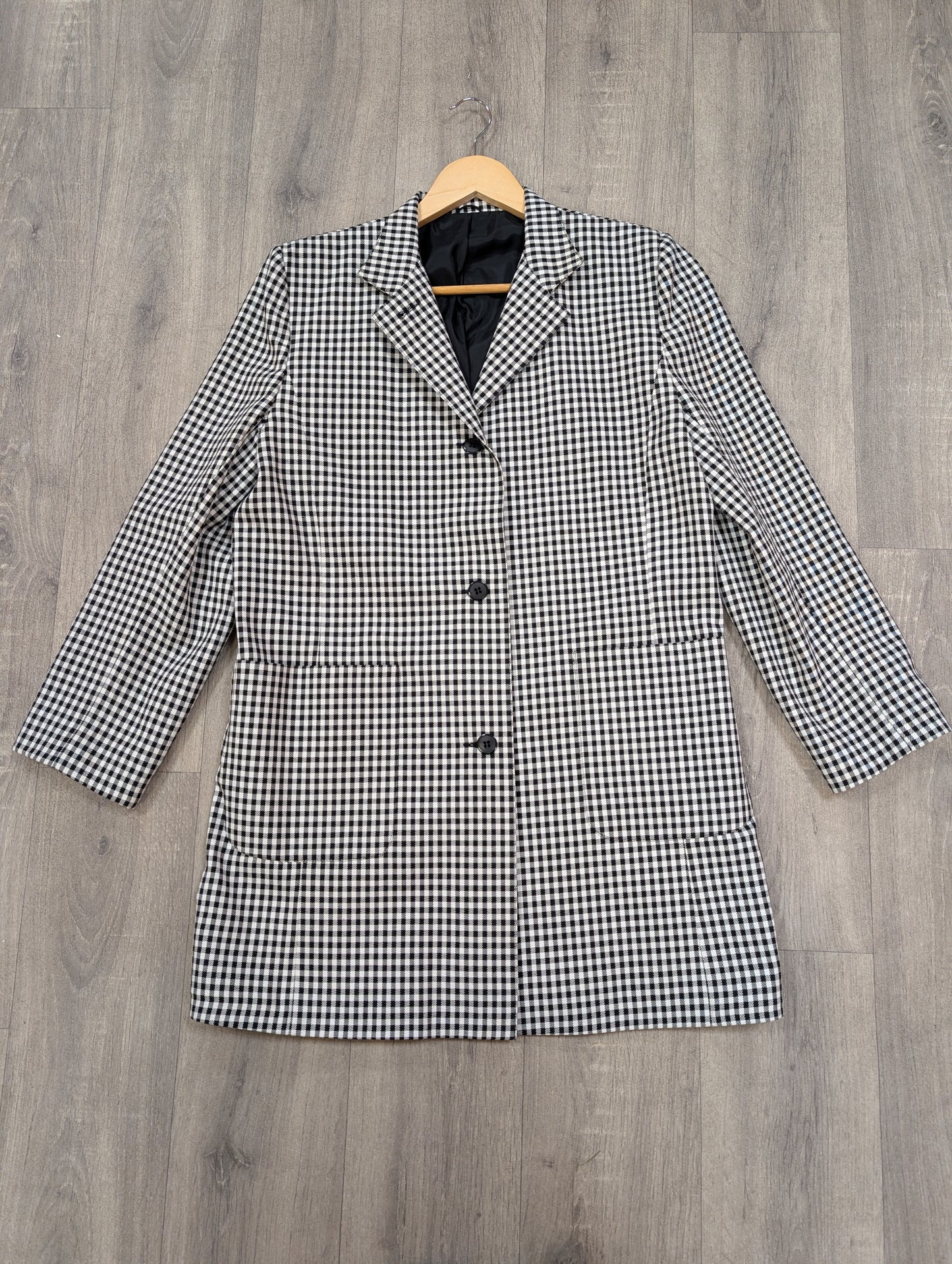 1980s black & white check jacket - M