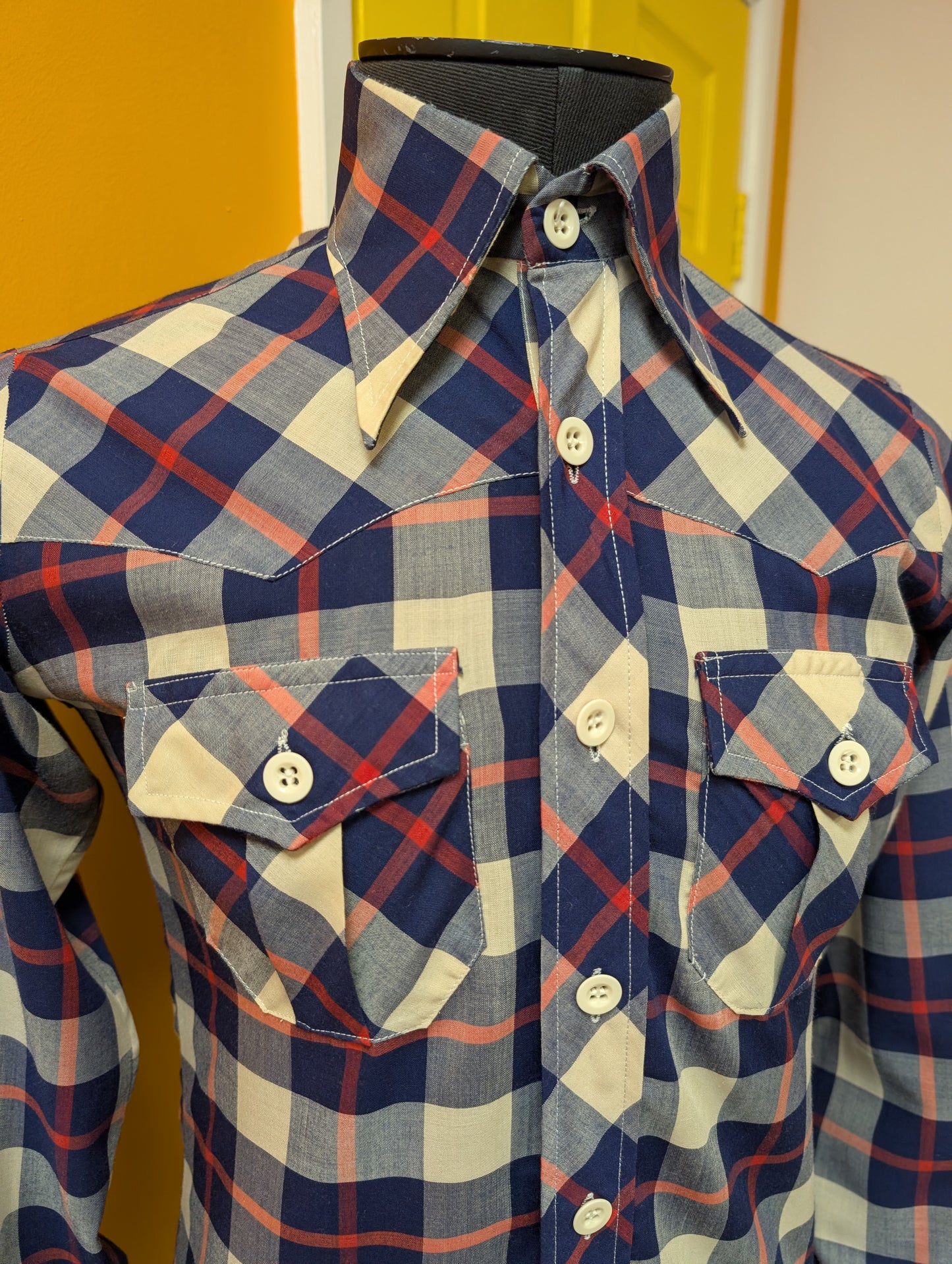 1970s Ben Sherman check dagger collar shirt