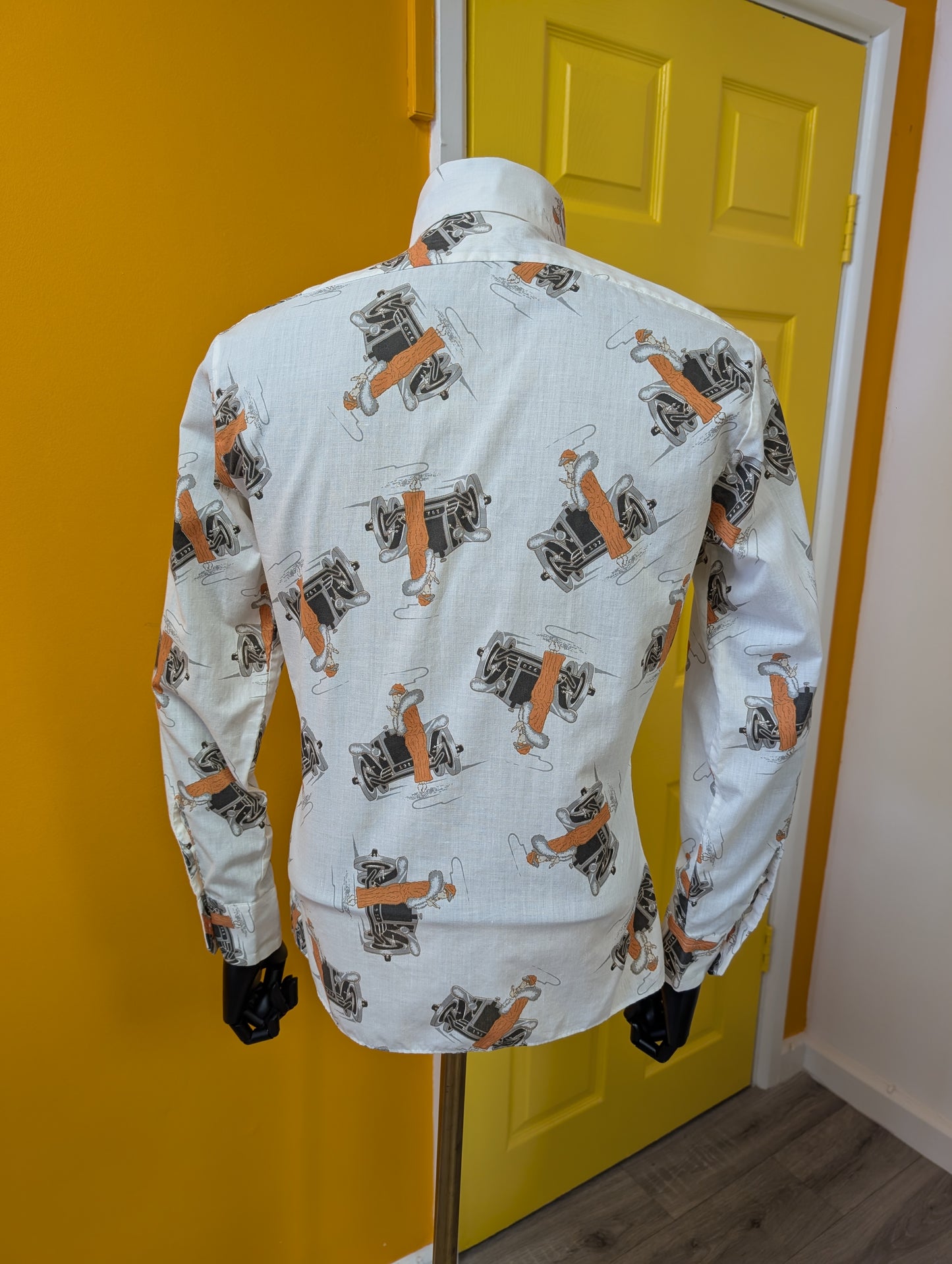 1970s Dickens novelty Art Deco print shirt