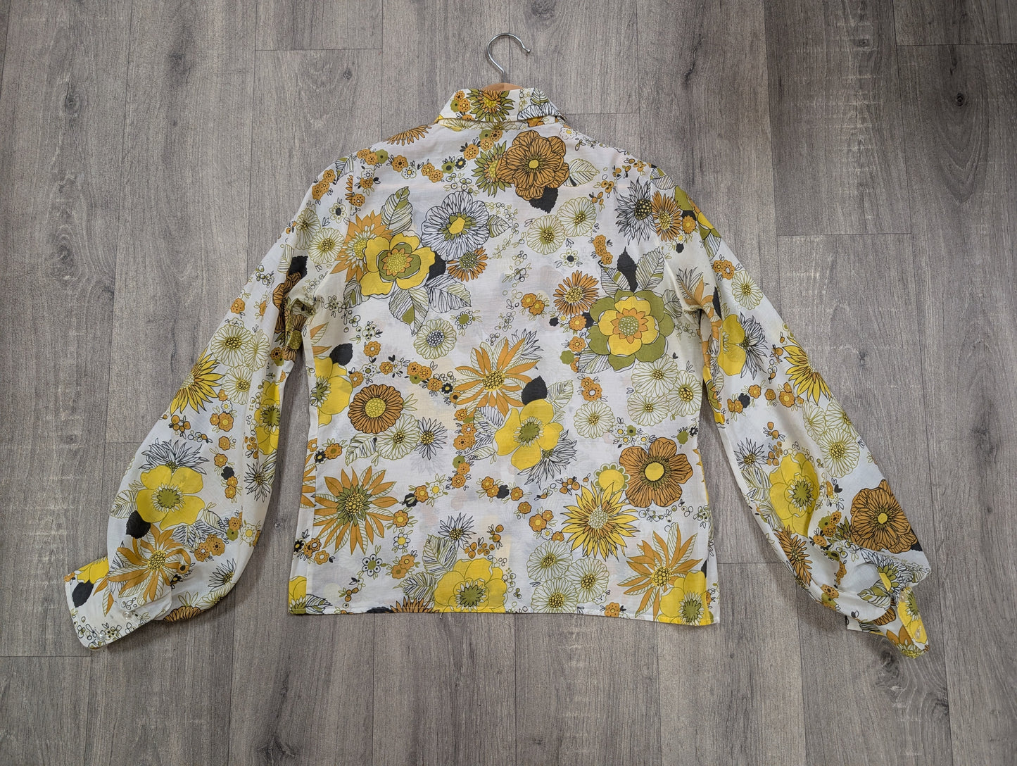 1970s floral dagger collar shirt - M/L