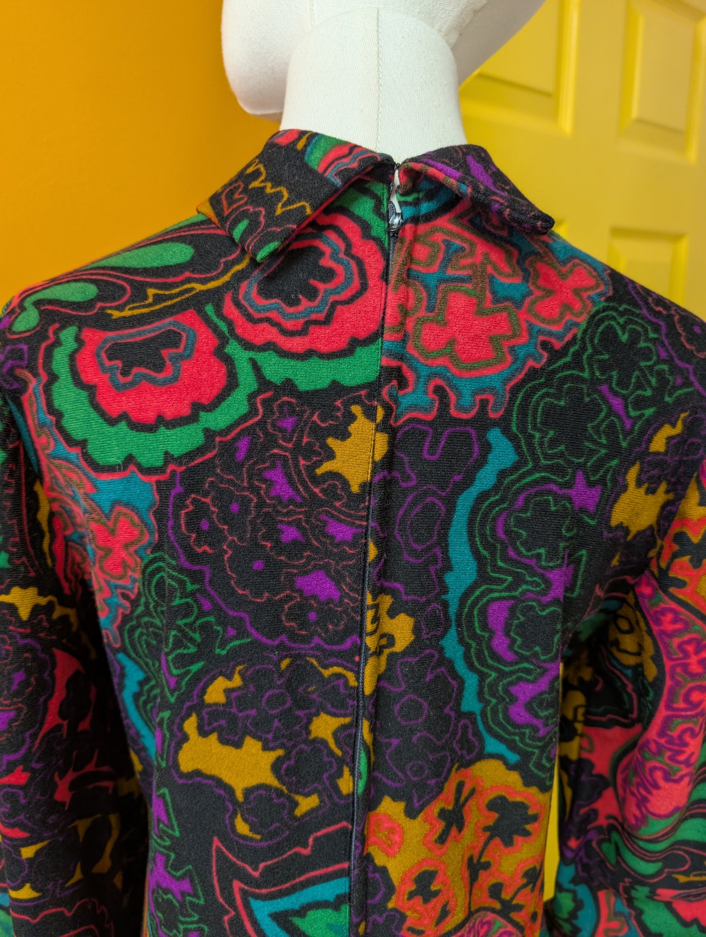 1970s psychedelic paisley maxi dress - M/12