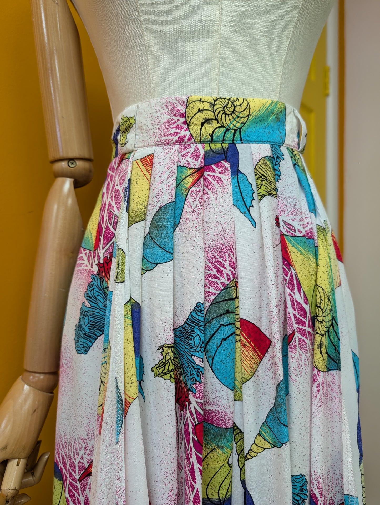 1980s novelty seashell print skirt - 30" waist