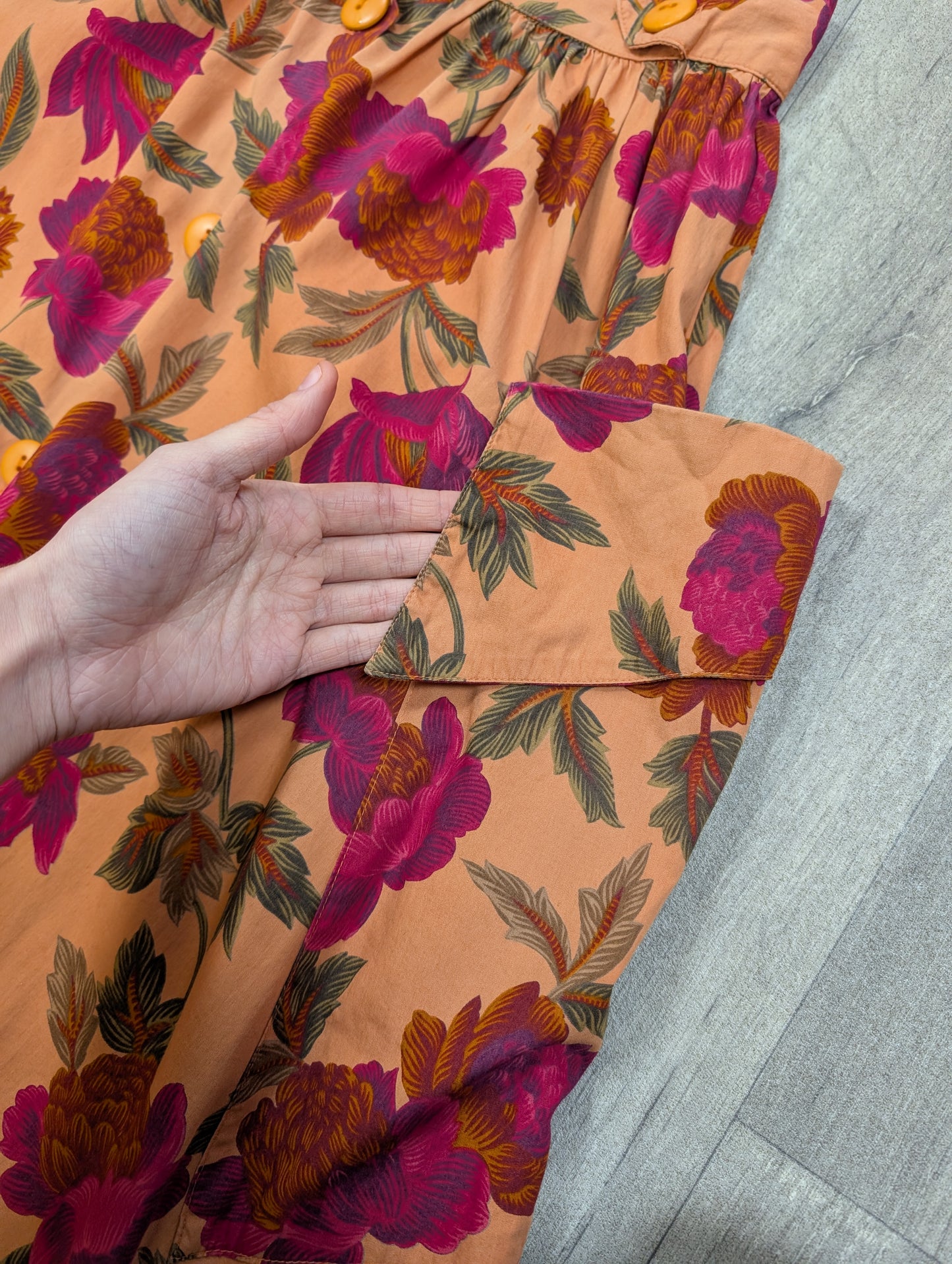 1980s Daniel D floral cotton skirt - 26" waist