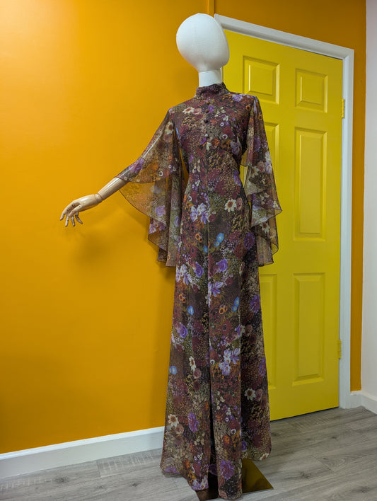 1970s Karida floral maxi dress - M/12