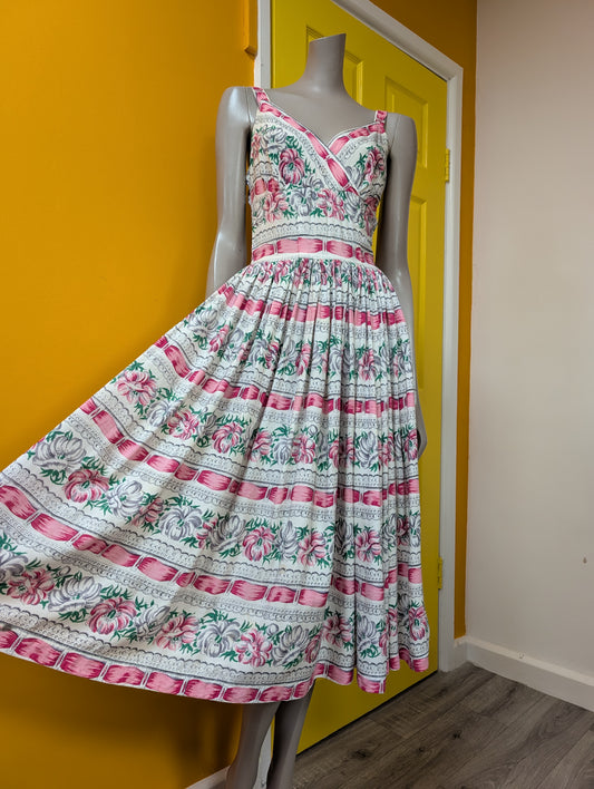 1950s novelty trompe l'oeil dress - XS/S/6/8