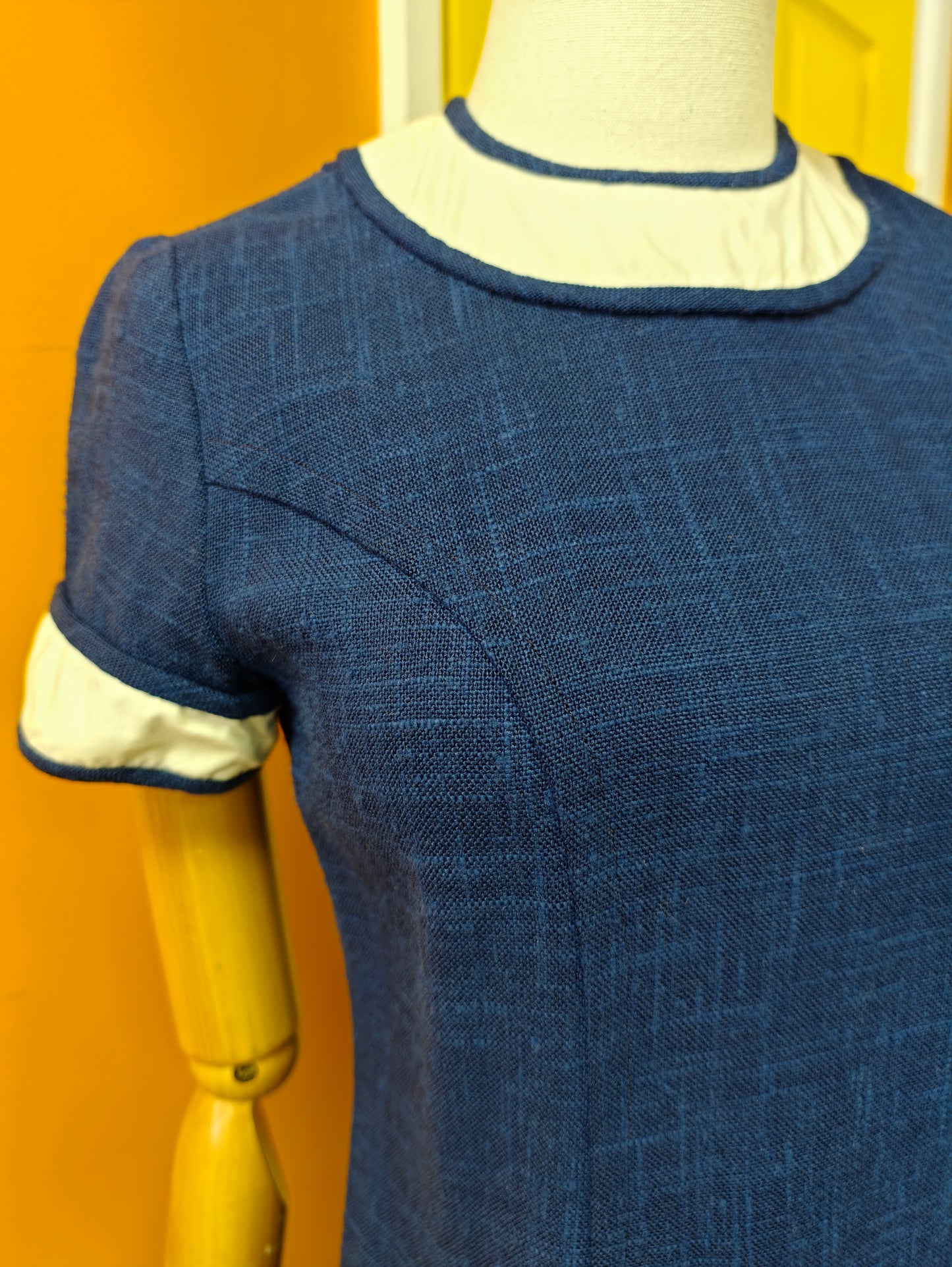 1960s blue & white dress - XS/S/6/8