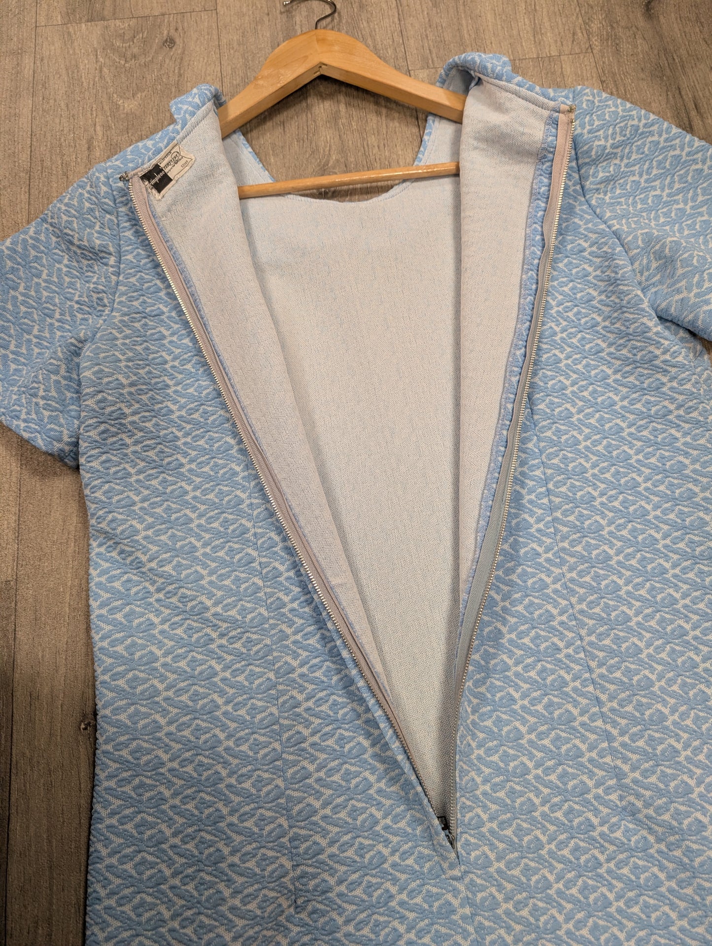 1960s blue crimplene dress - L/16